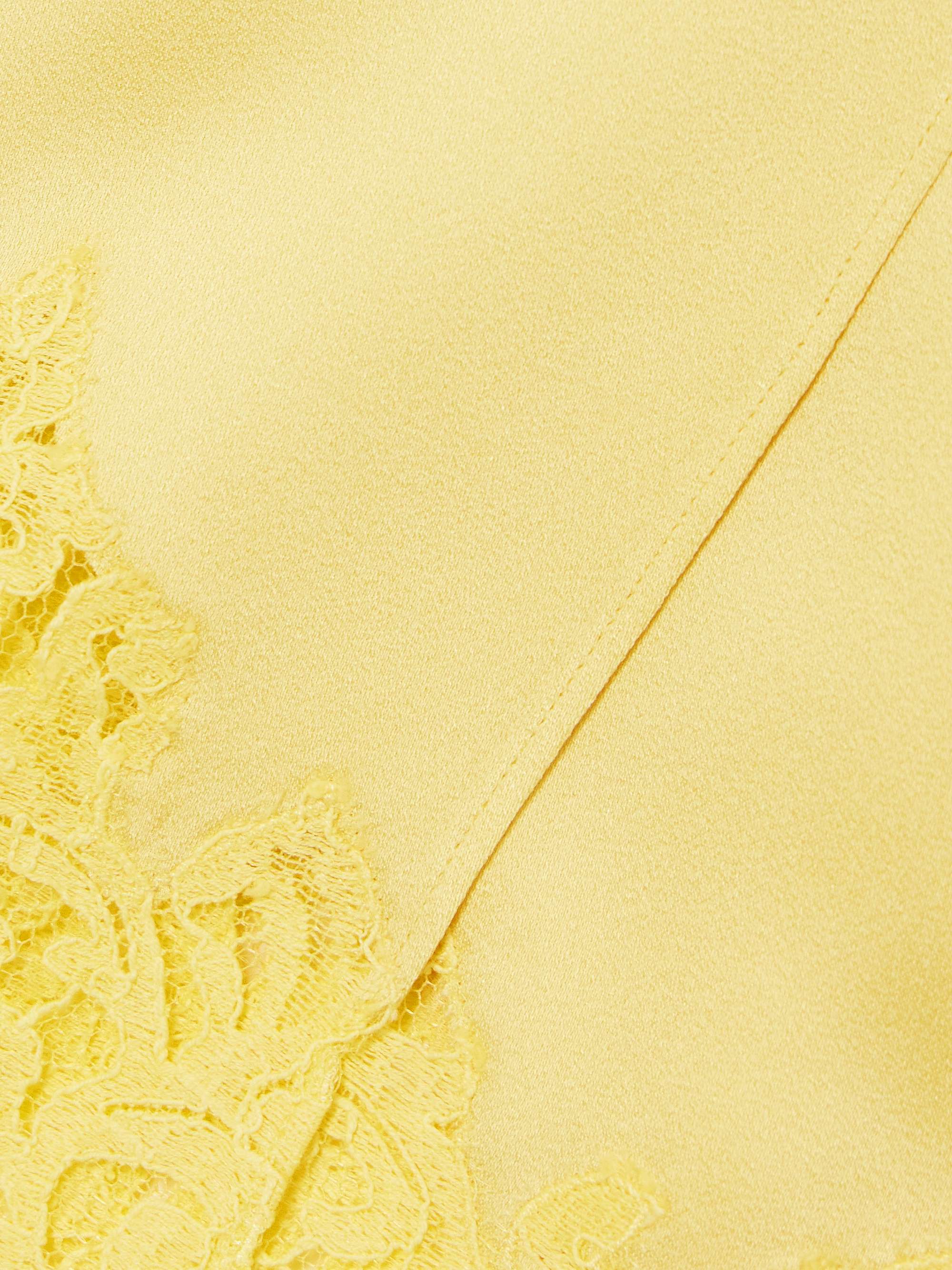 Iconic wrap-effect lace-trimmed satin skirt view