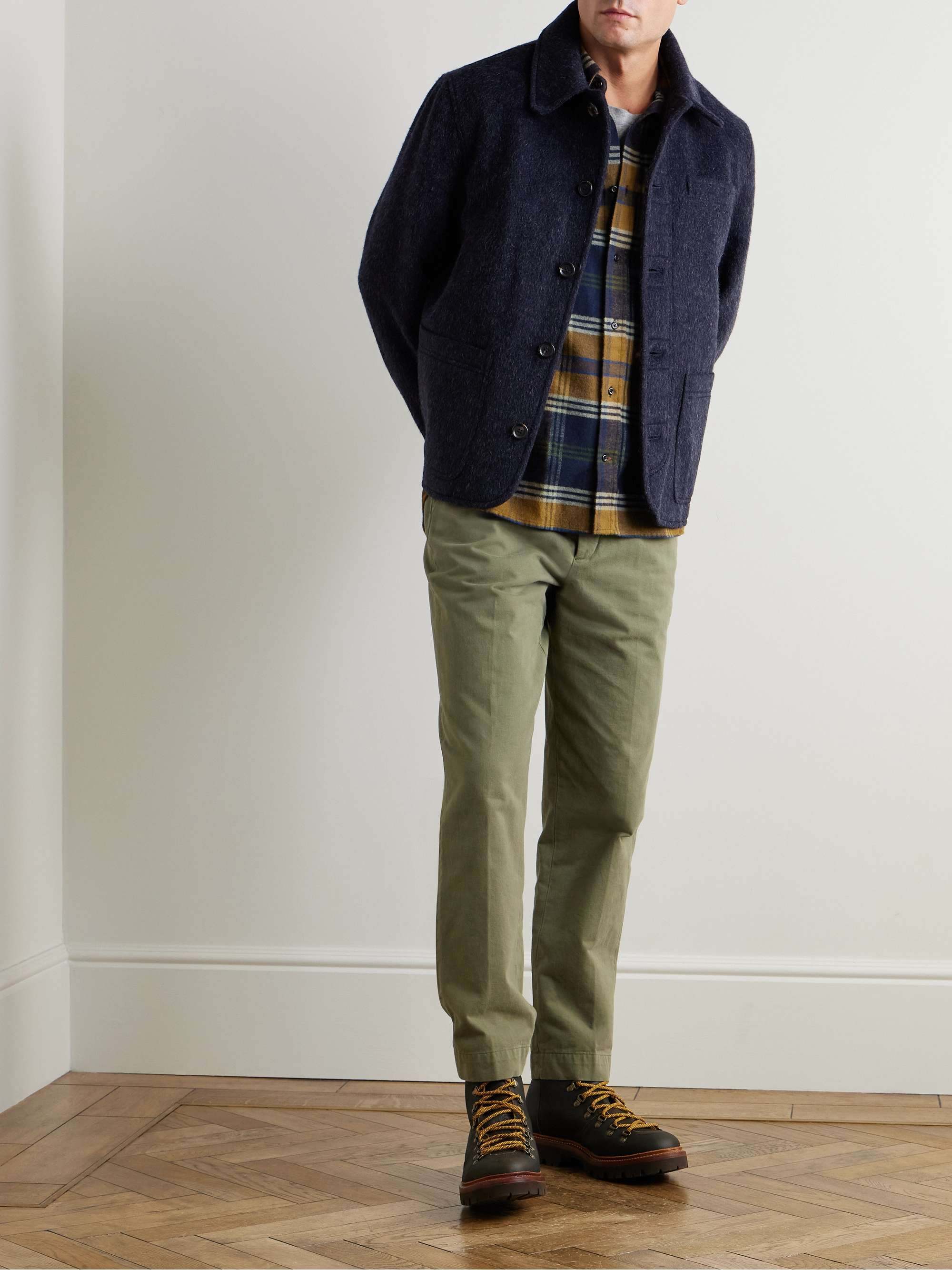 Brook Button-Down Collar Checked Organic Cotton-Flannel Shirt view