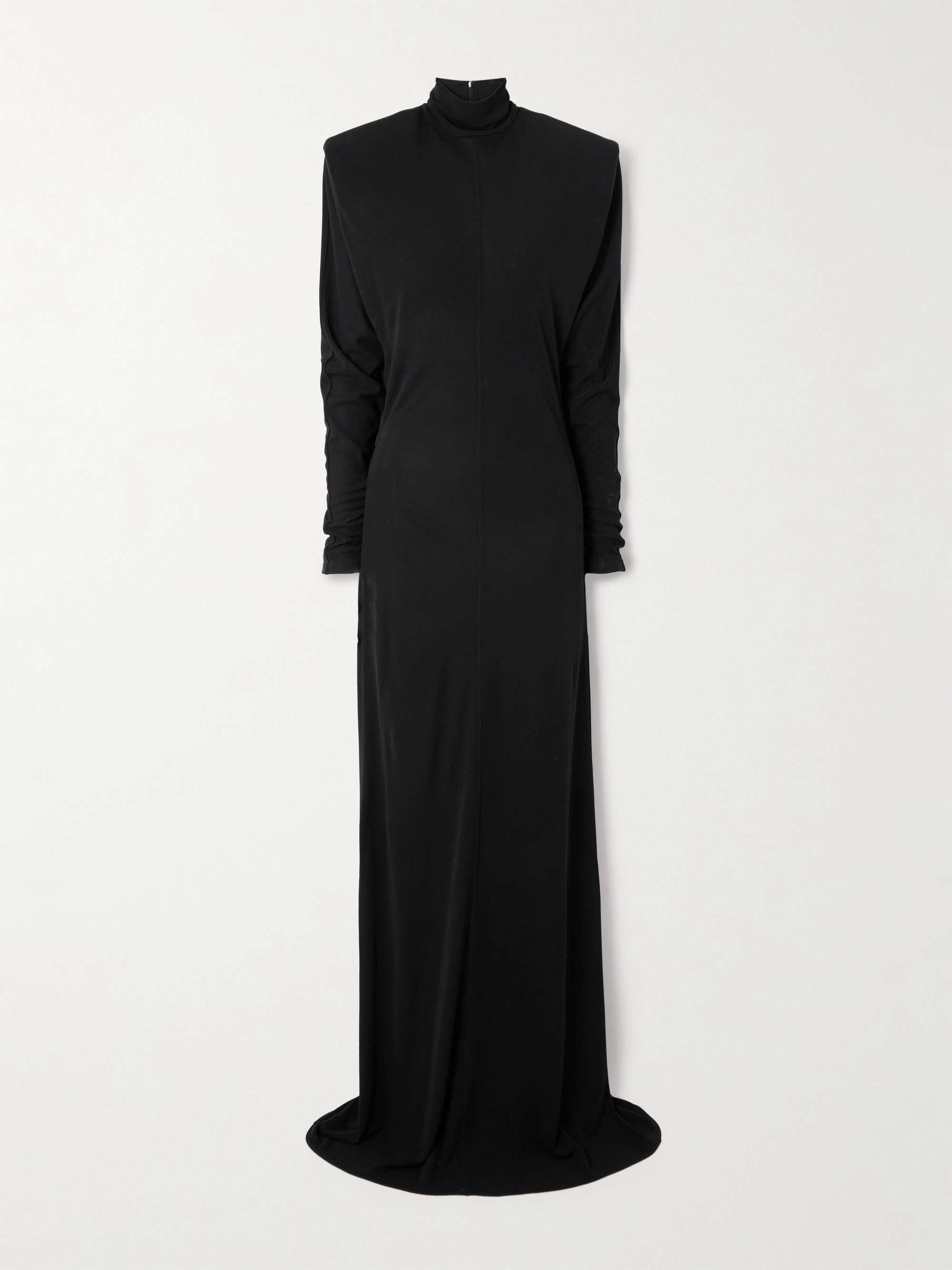 Crepe-jersey turtleneck gown view