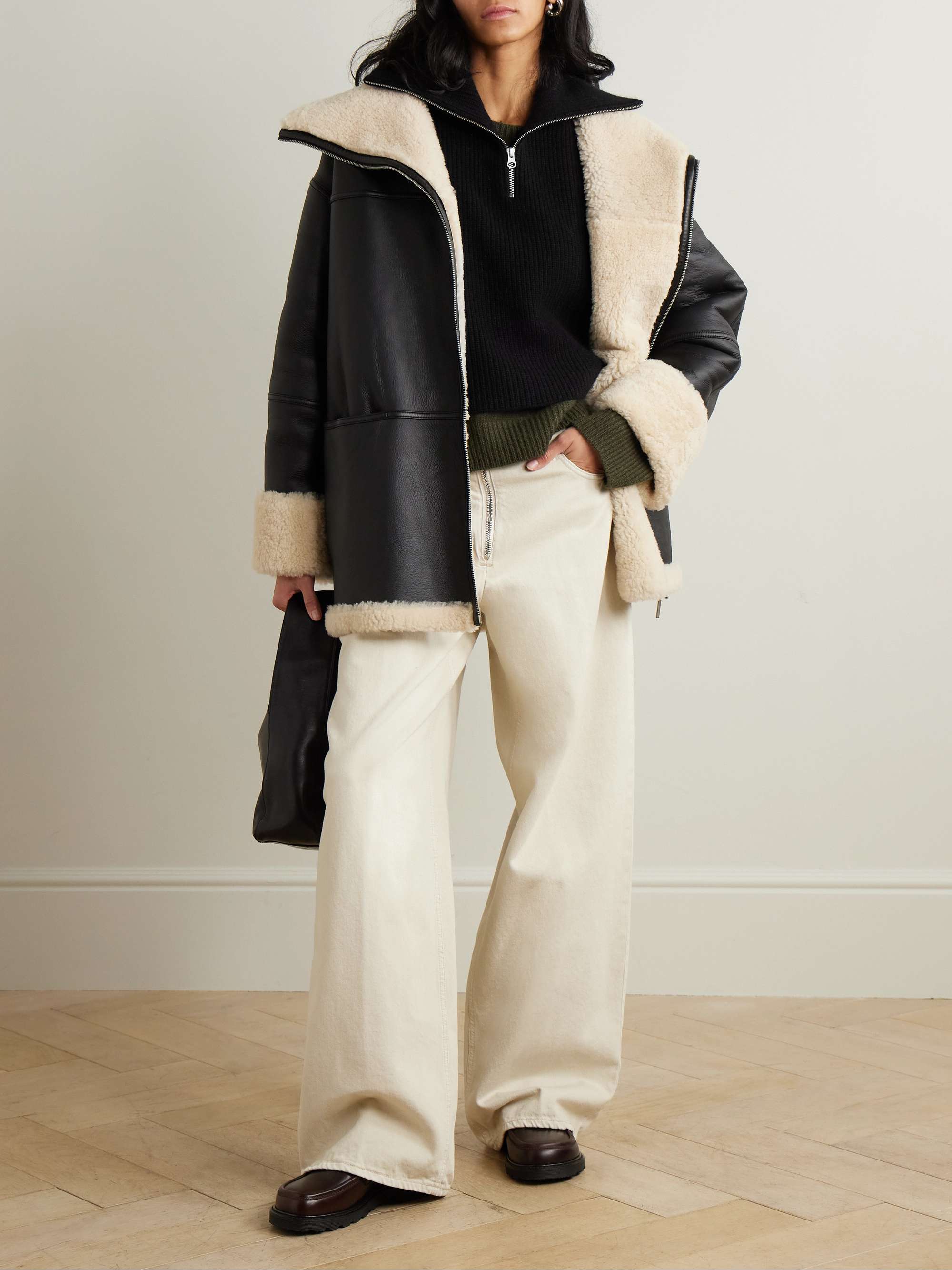 Jetta ribbed cashmere half-zip snood view
