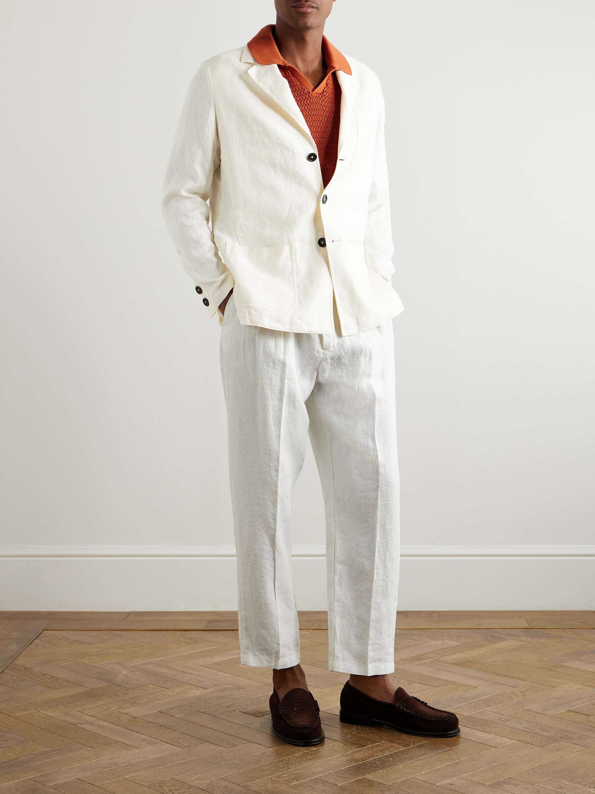 Baglietto Unstructured Herringbone Linen Blazer view