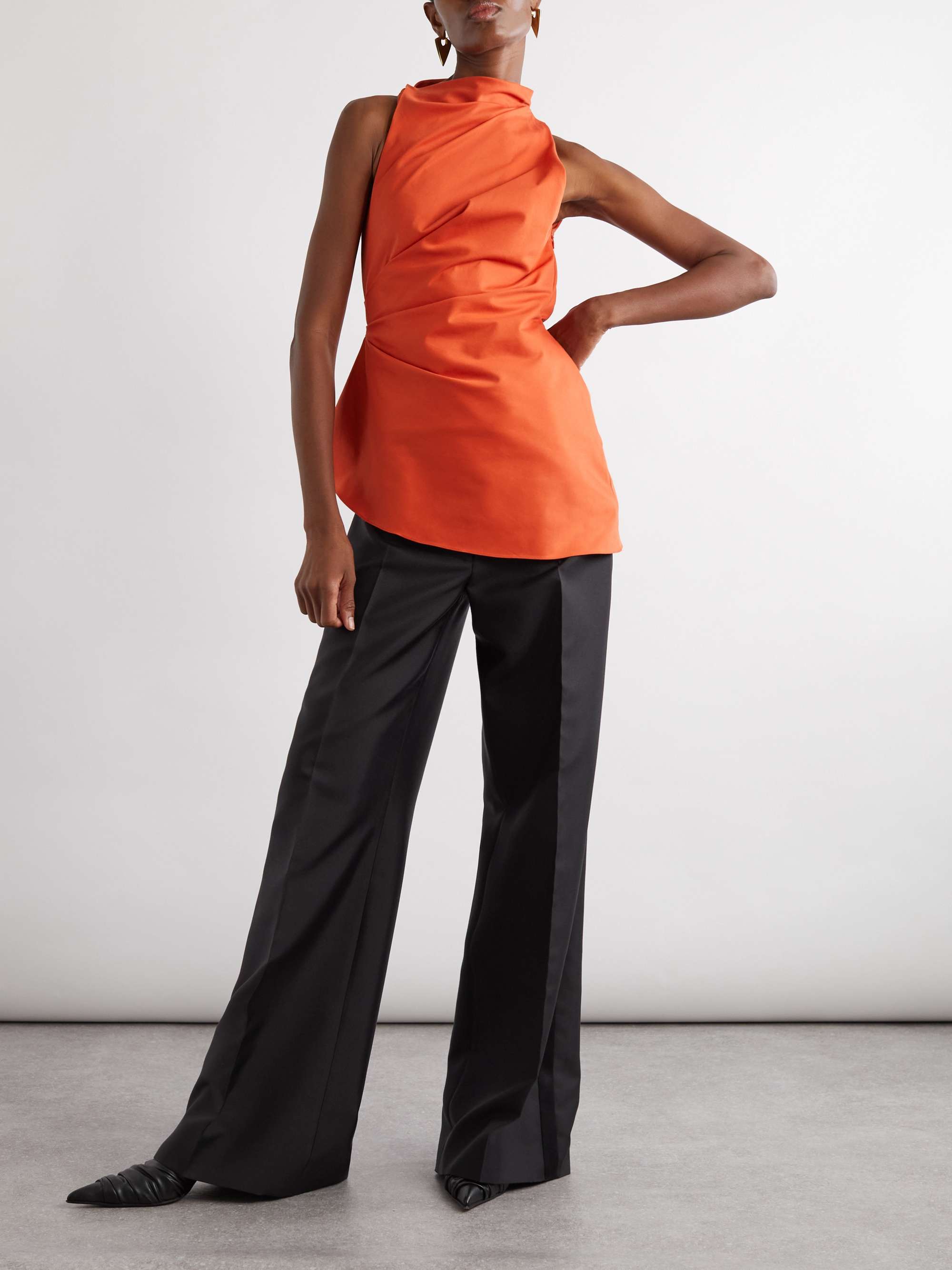 Asymmetric gathered cotton-blend blouse view