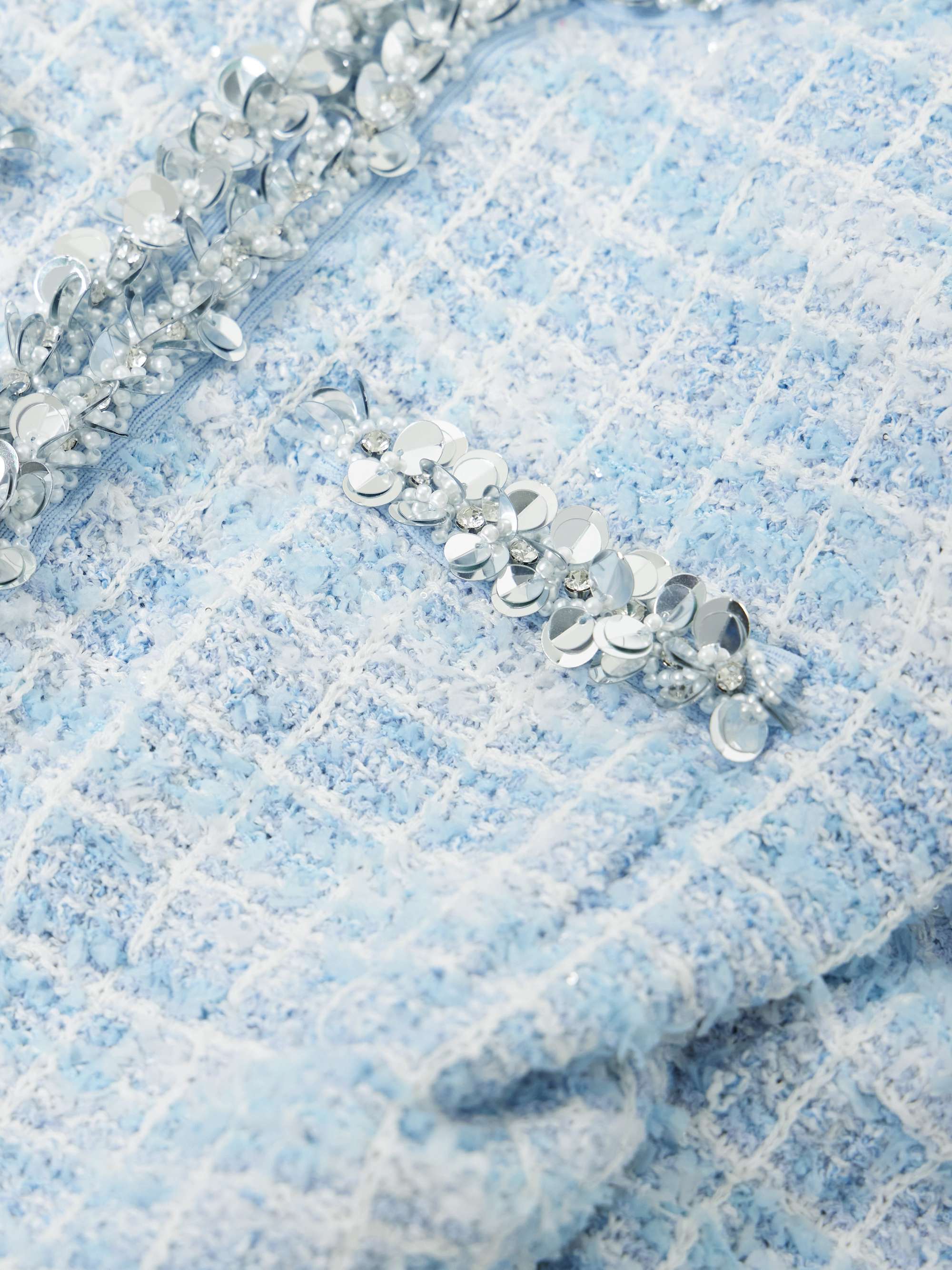 Embellished checked bouclé-tweed cardigan view