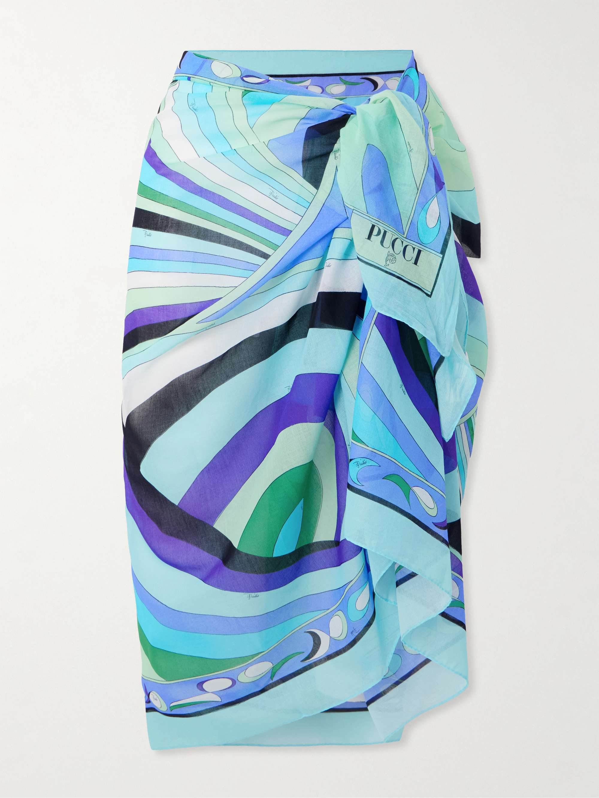 Iride printed cotton-voile pareo view