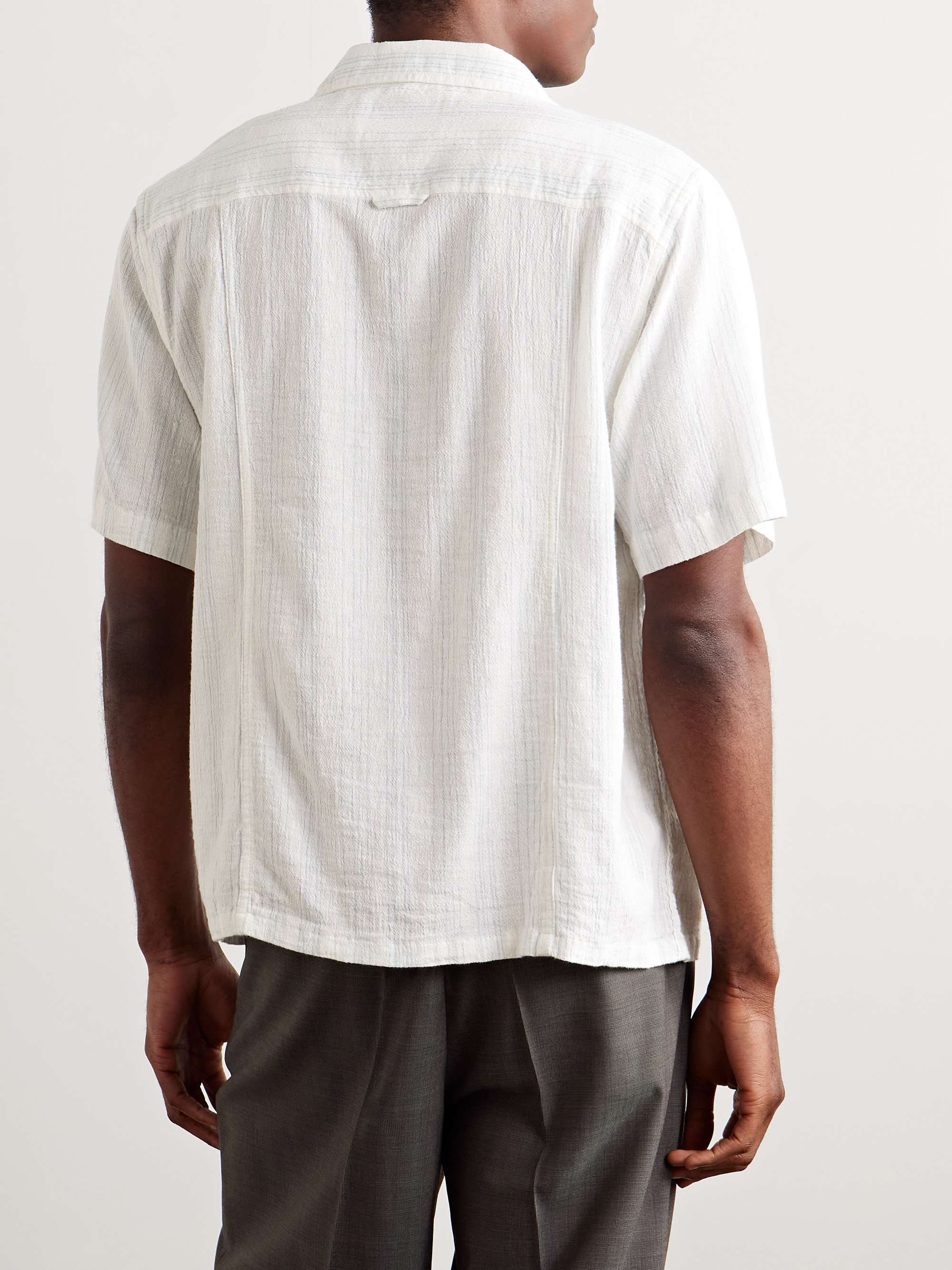 Skip Camp-Collar Striped Cotton-Gauze Shirt view