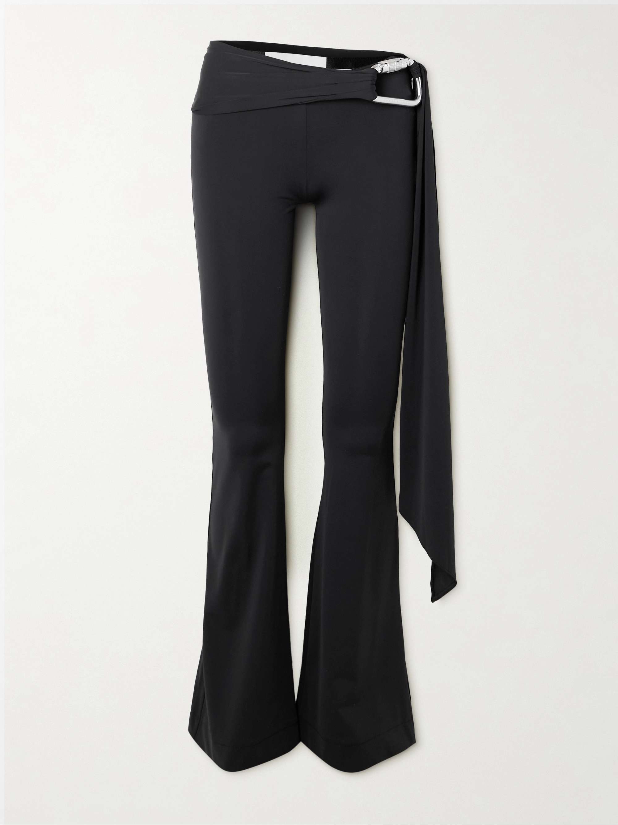 Embellished draped stretch-jersey flared track pants view
