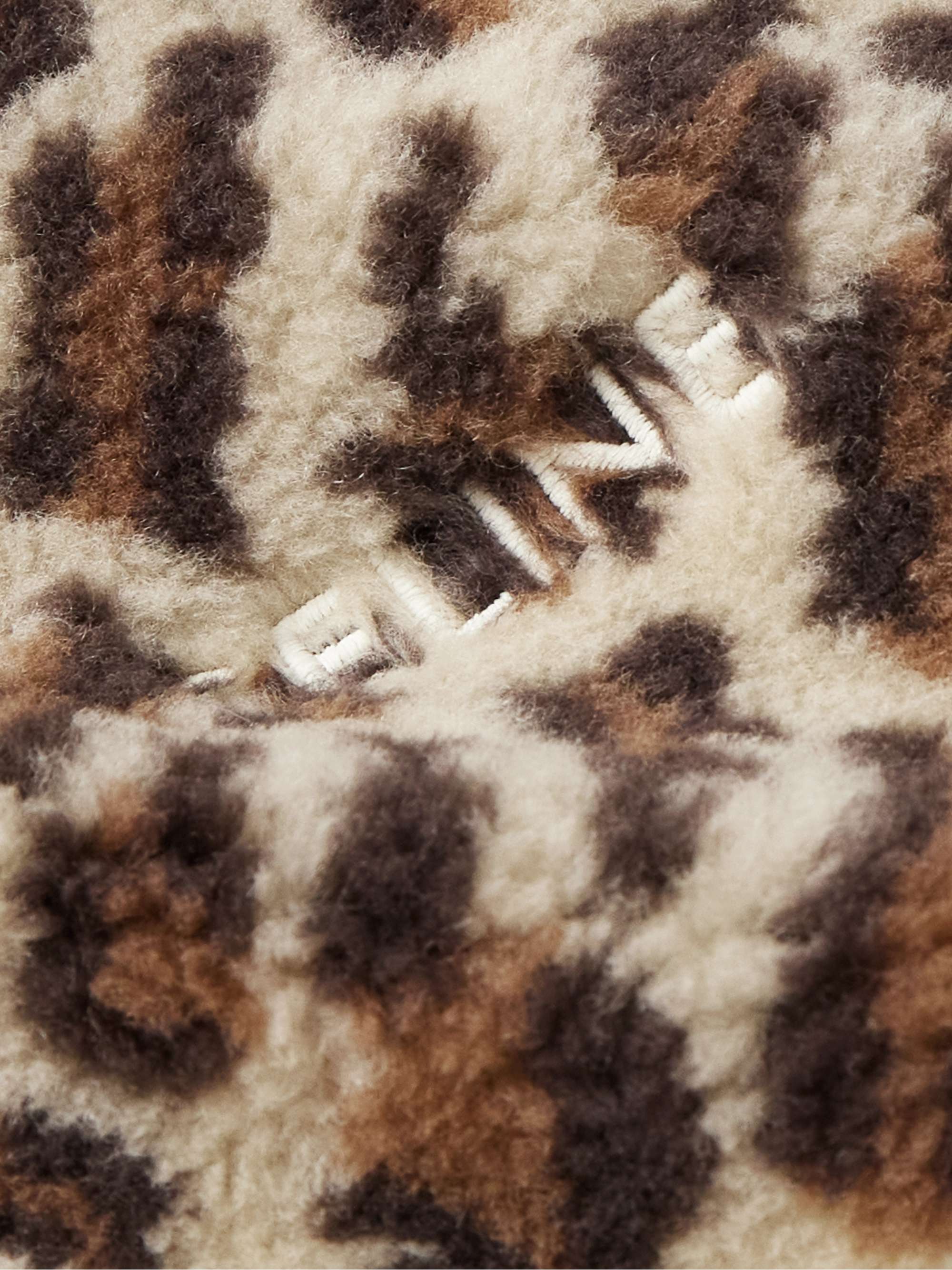 Oversized Logo-Embroidered Leopard-Print Wool-Blend Fleece Jacket view