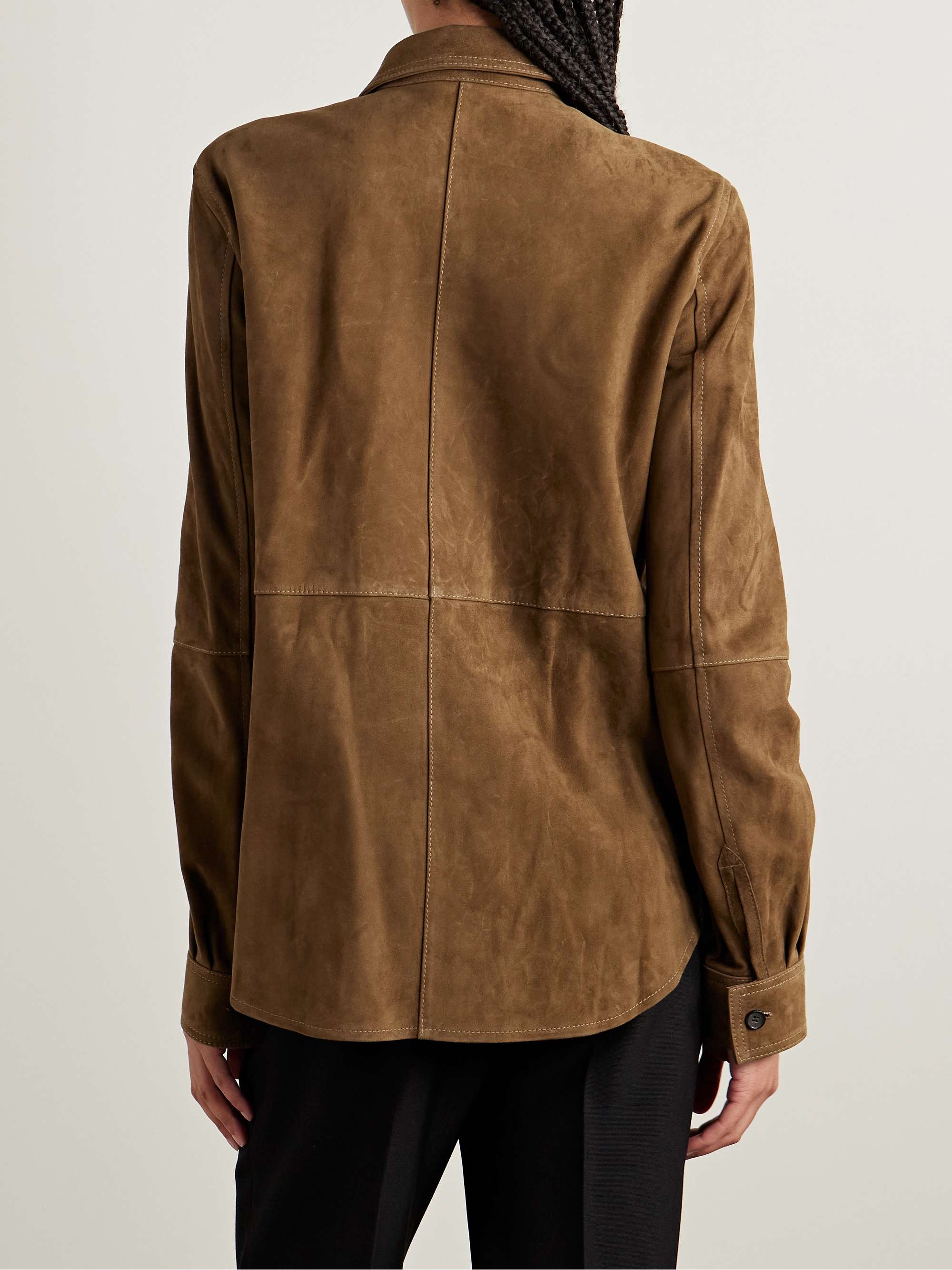 Paneled suede shirt view