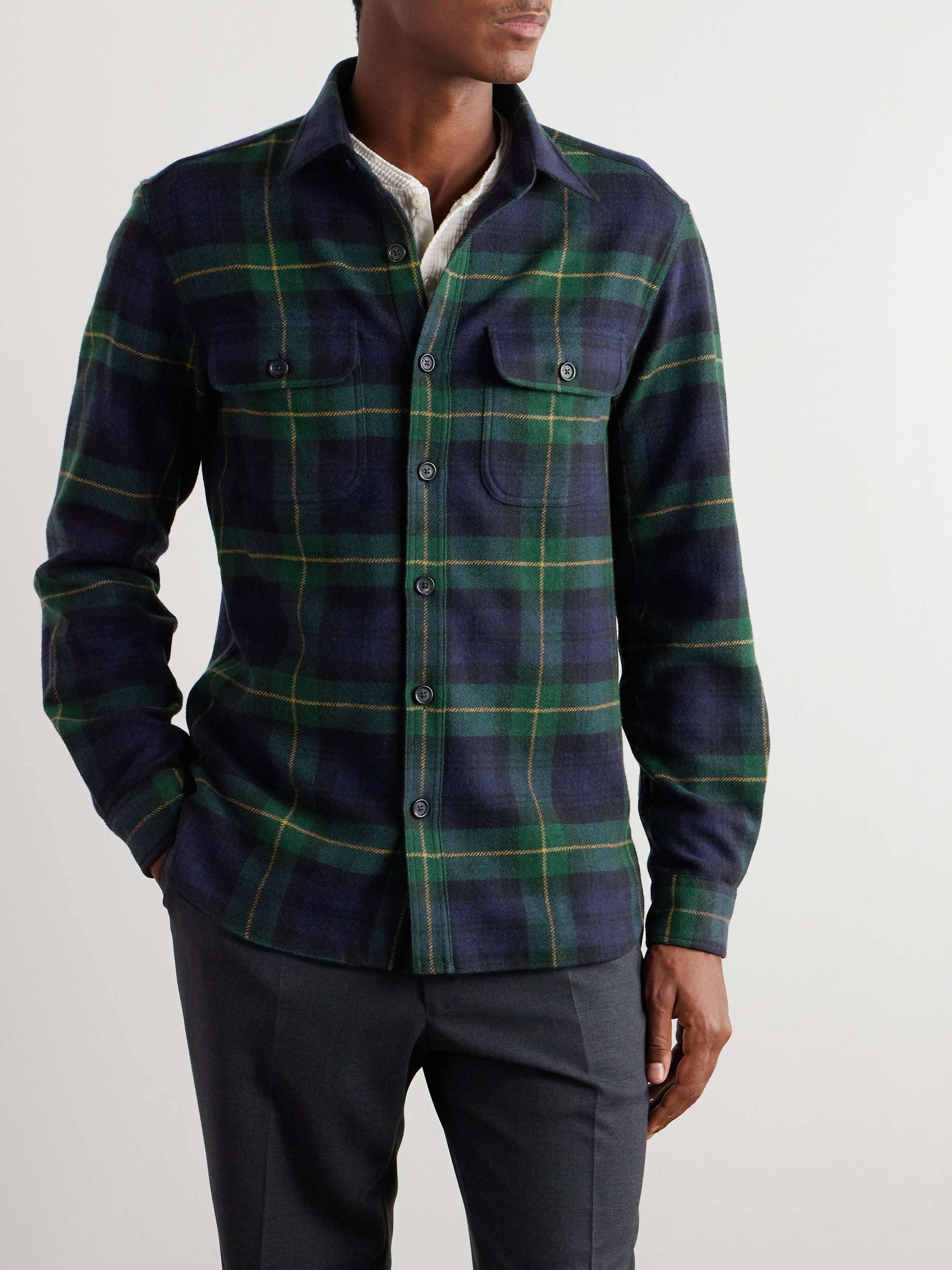Checked Wool and Cashmere-Blend Shirt view