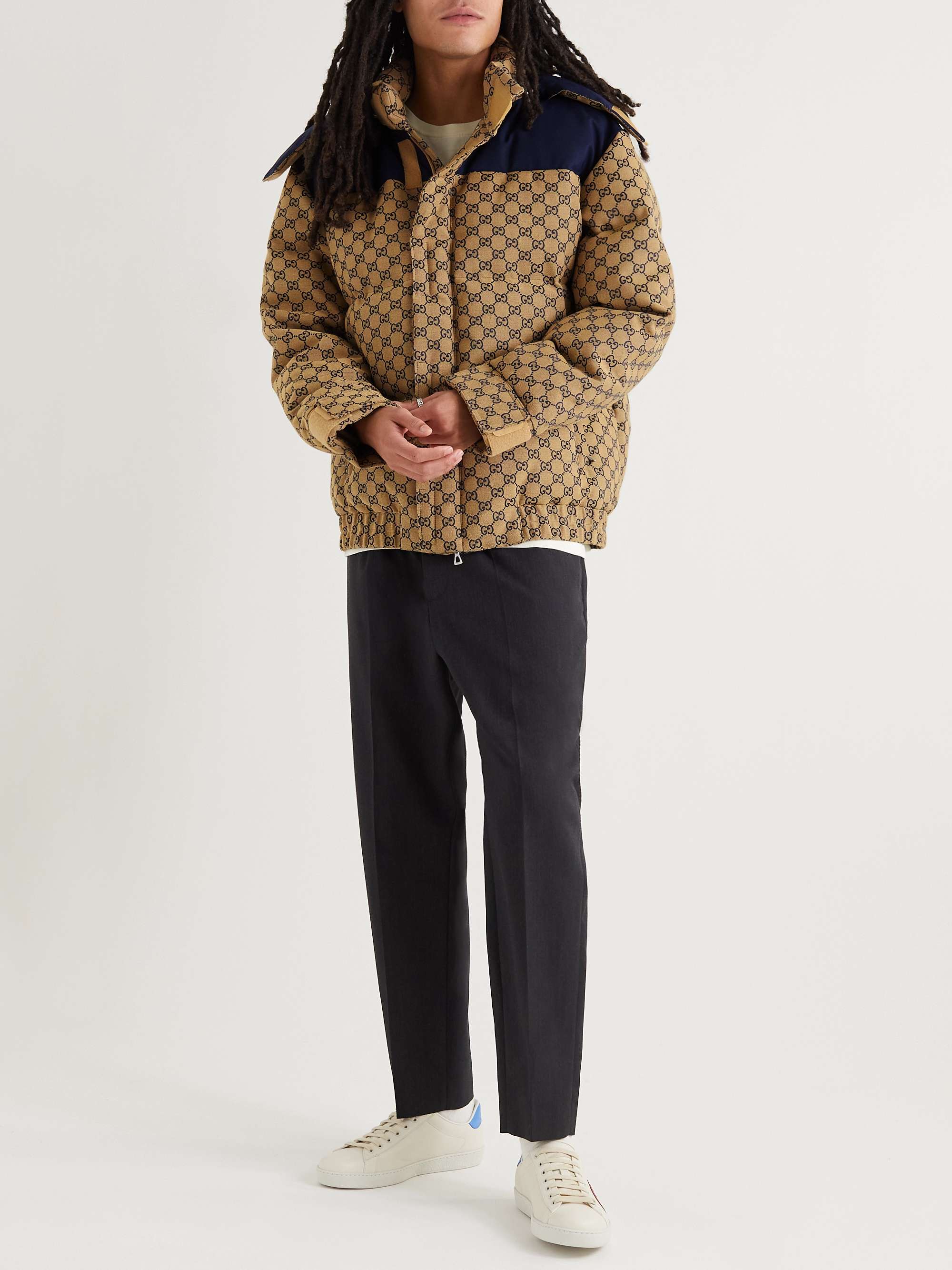 Logo-Jacquard Cotton-Blend Canvas Hooded Down Jacket view