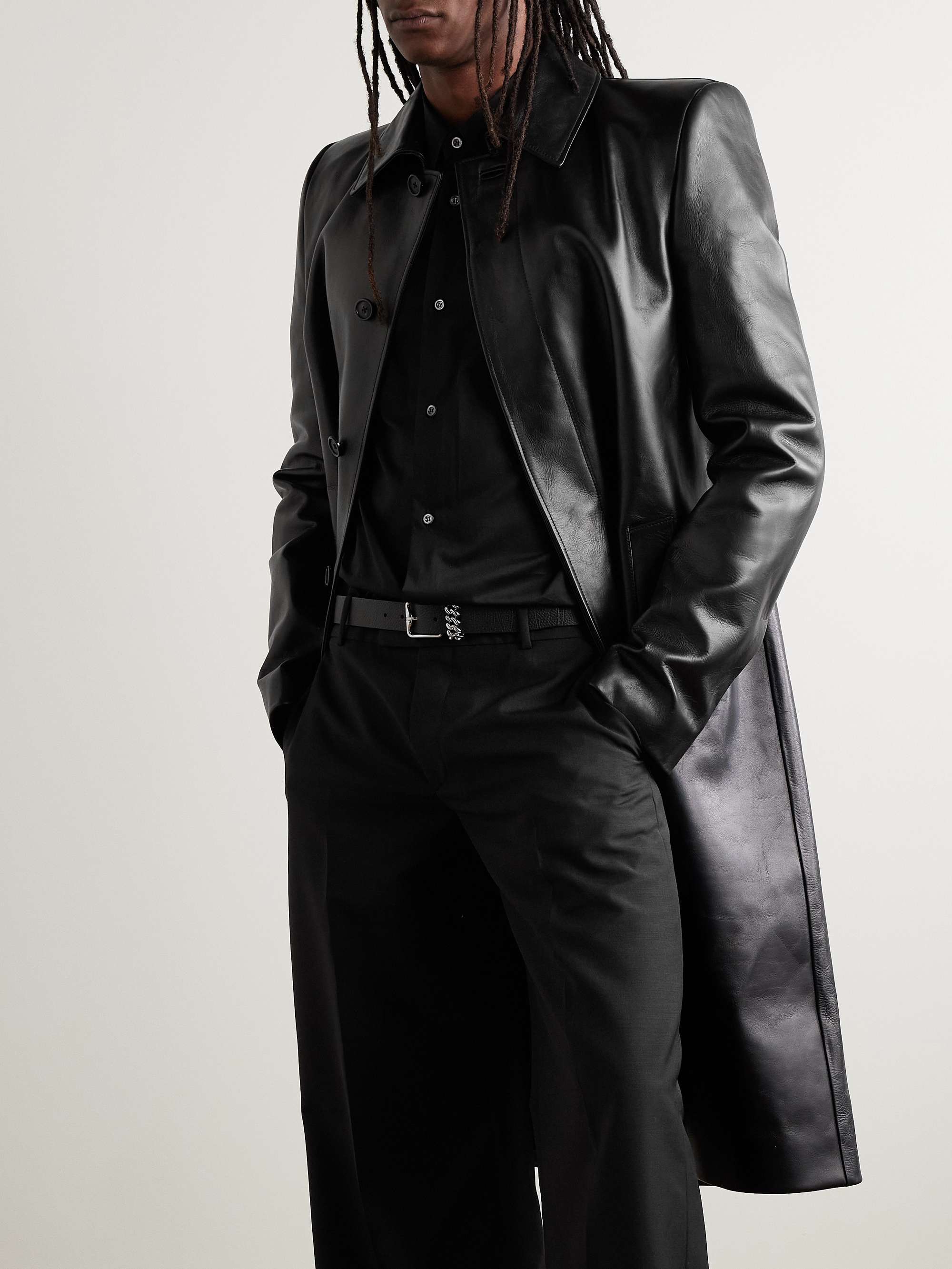 Belted Leather Coat view