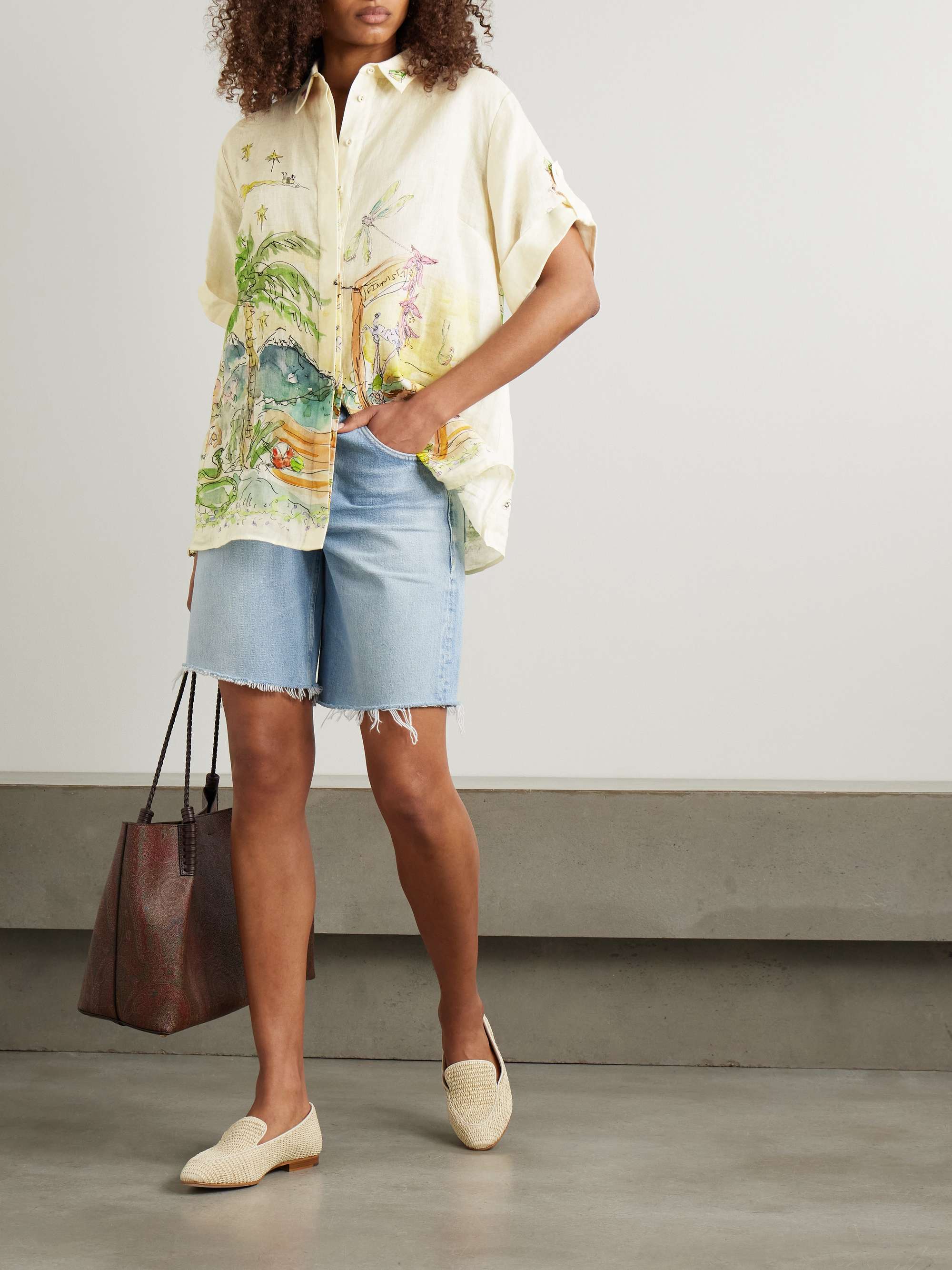 + Anouk Colantoni printed linen-gauze shirt view