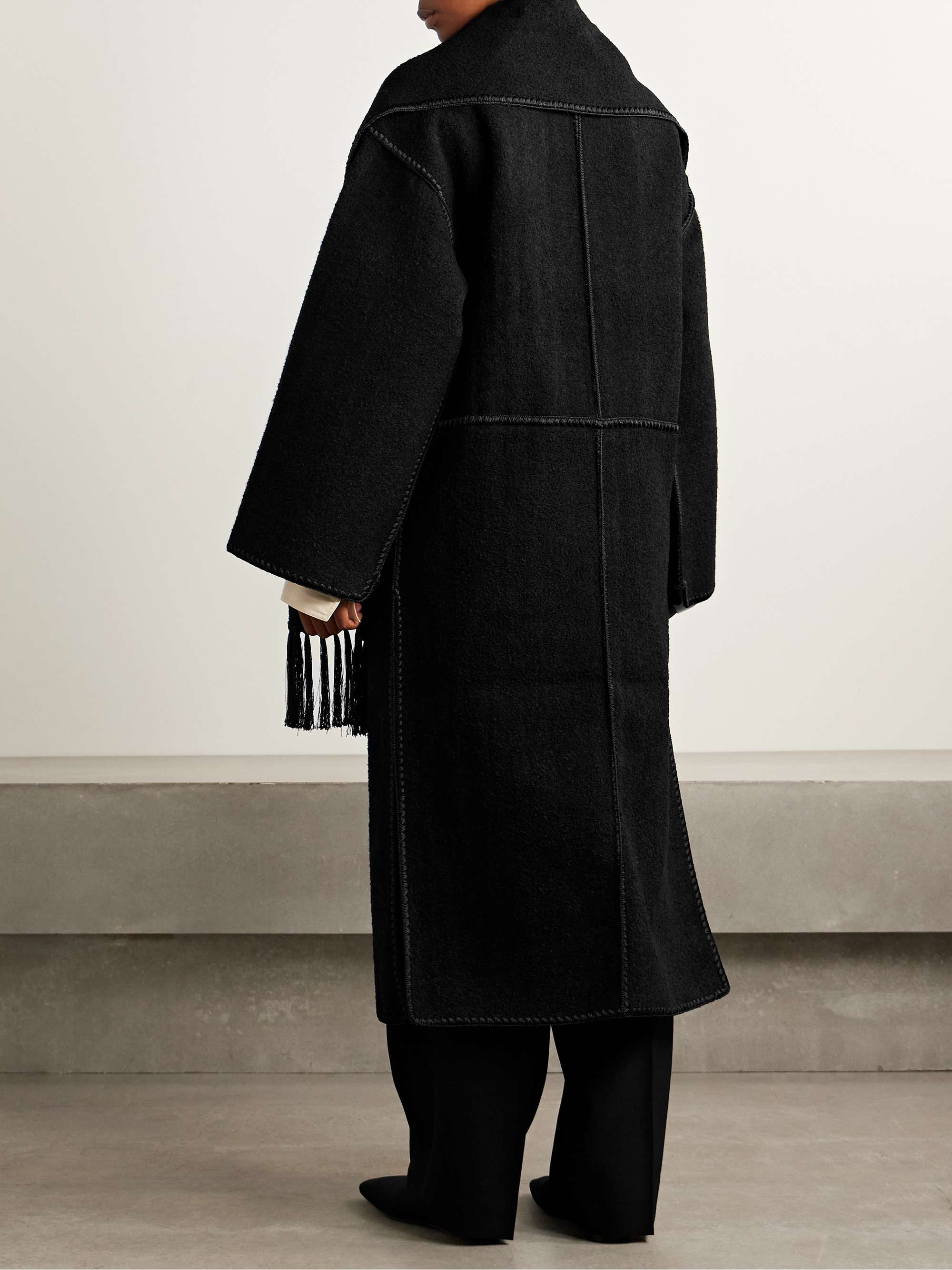 Draped fringed wool-blend bouclé jacket view