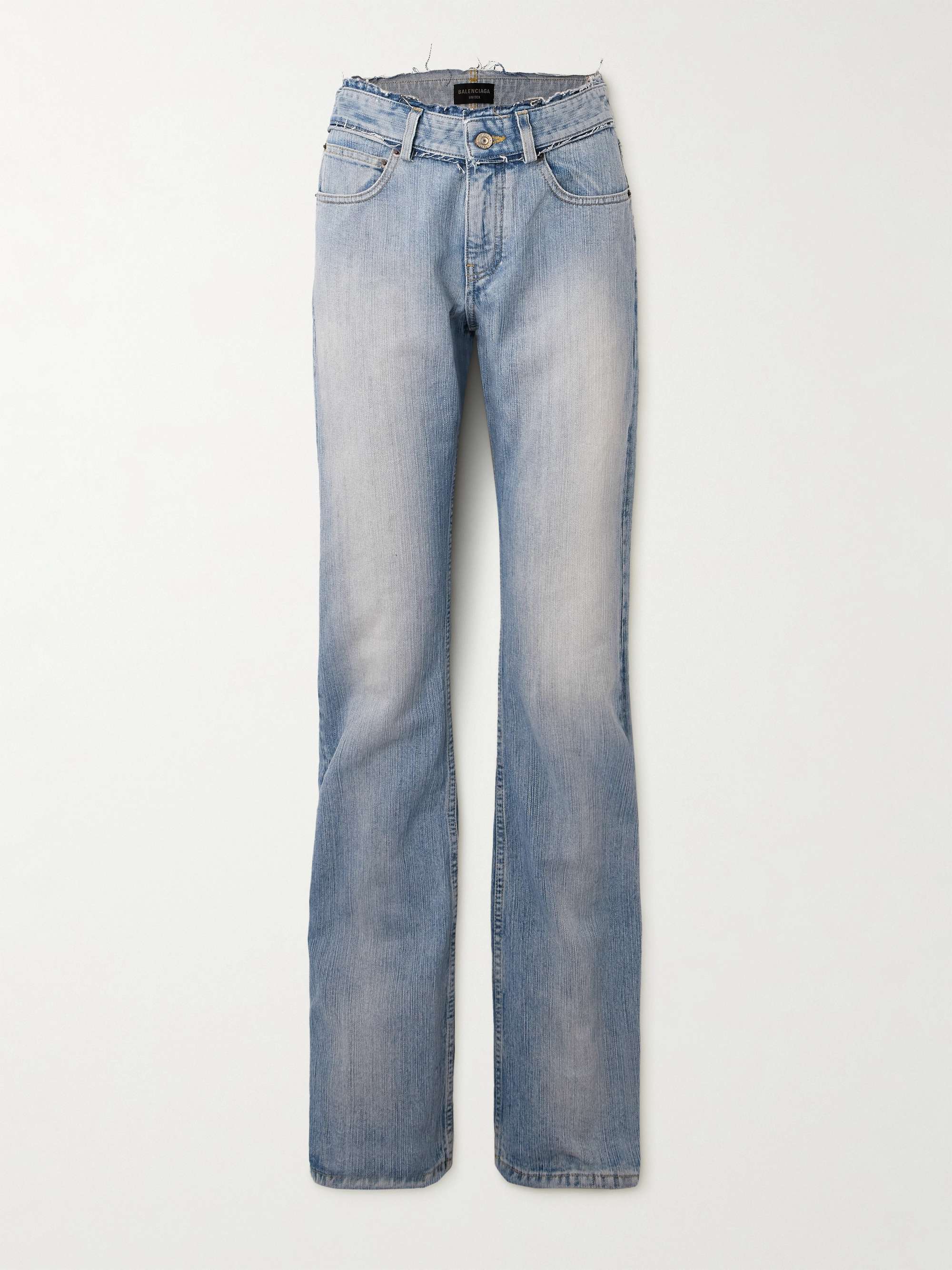 Frayed low-rise straight-leg jeans view