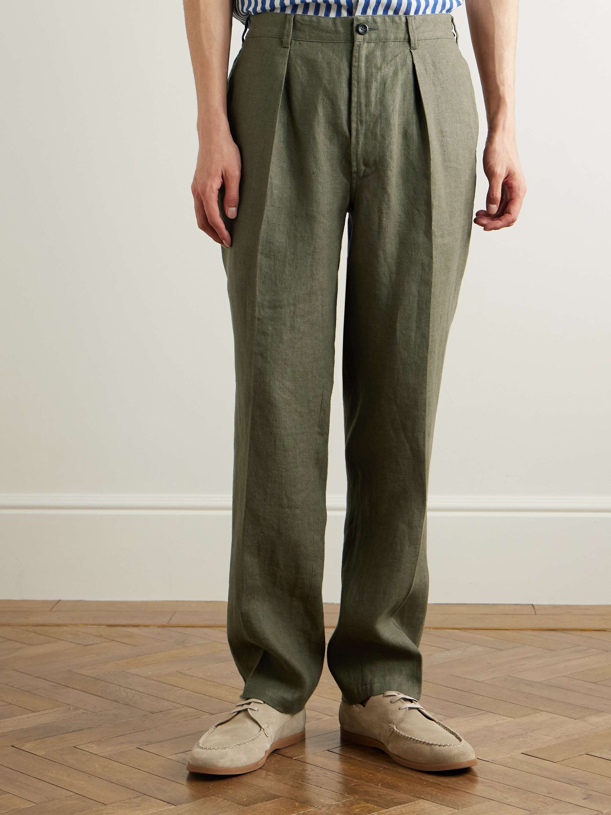 Games Tapered Pleated Linen Suit Trousers view