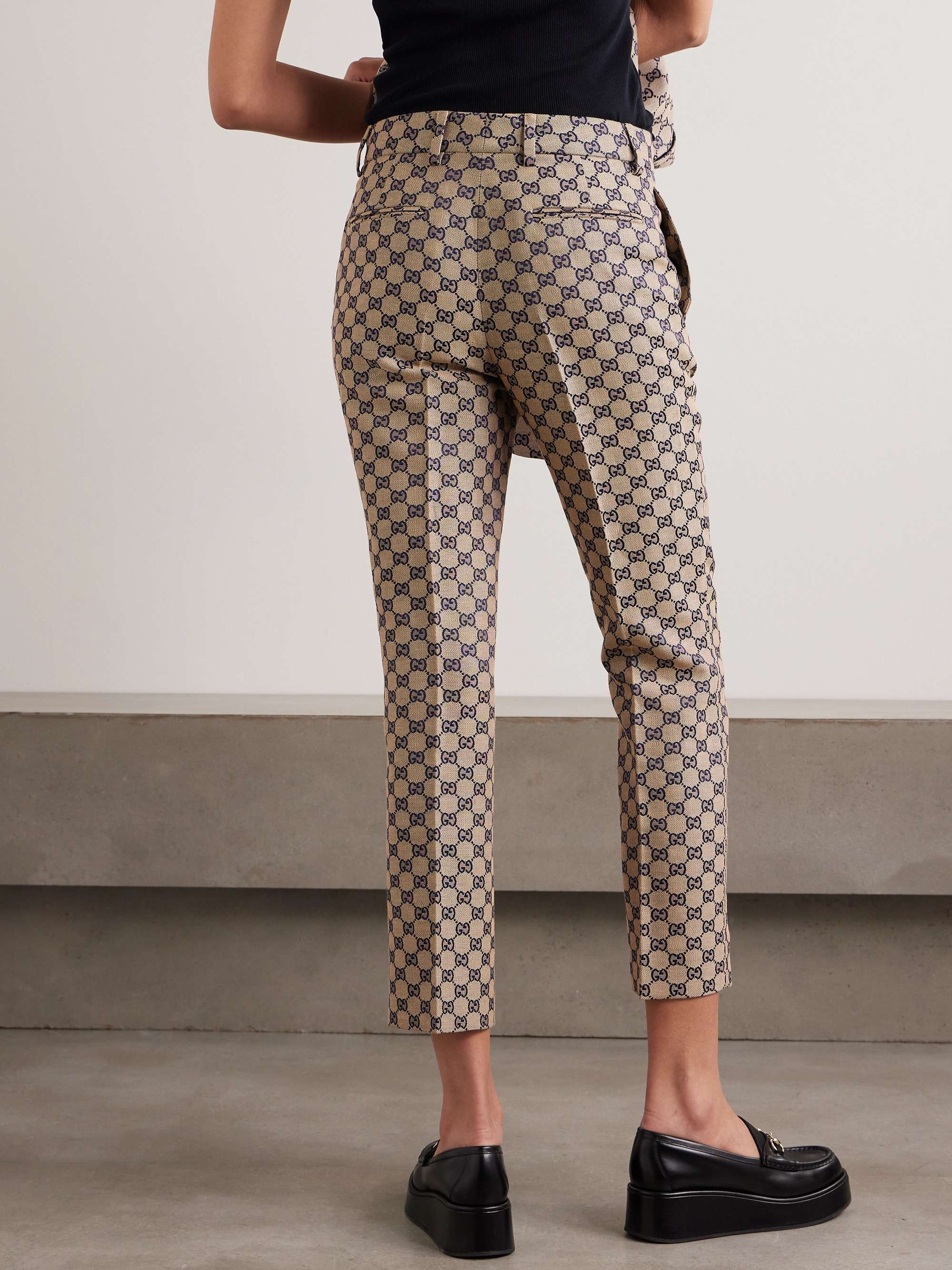 Linen-blend canvas-jacquard tapered pants view