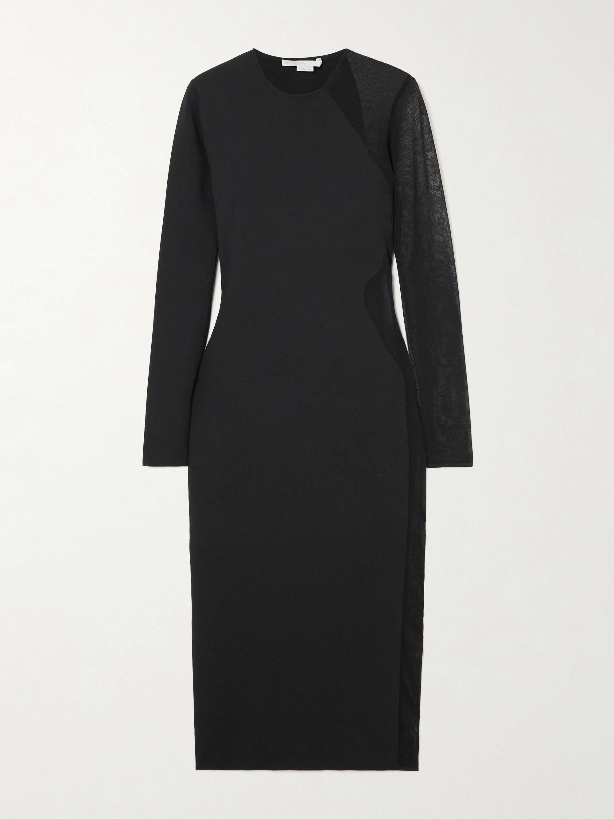 Miracle mesh-paneled ponte midi dress view