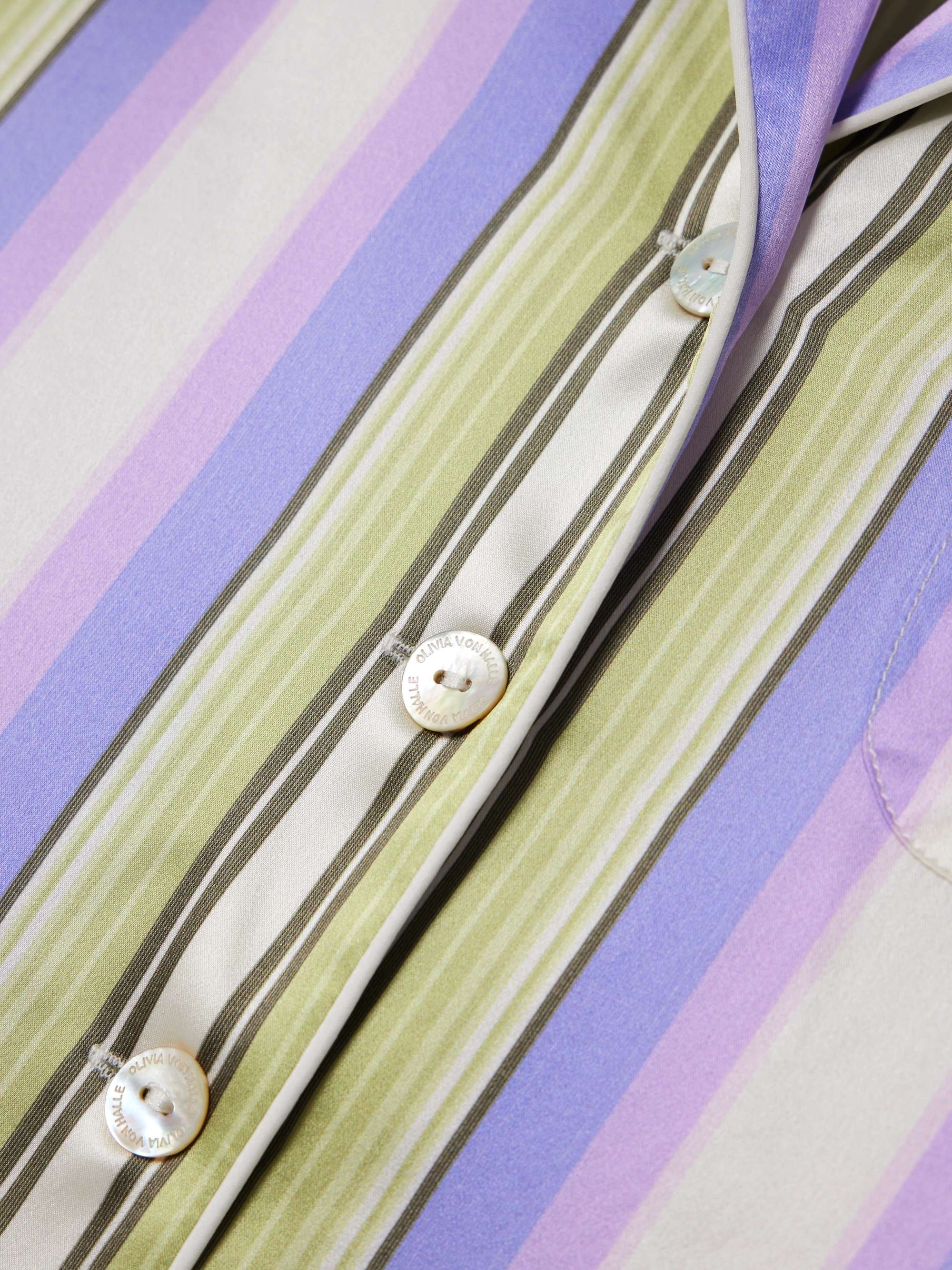 Lila striped silk-satin pajama set view