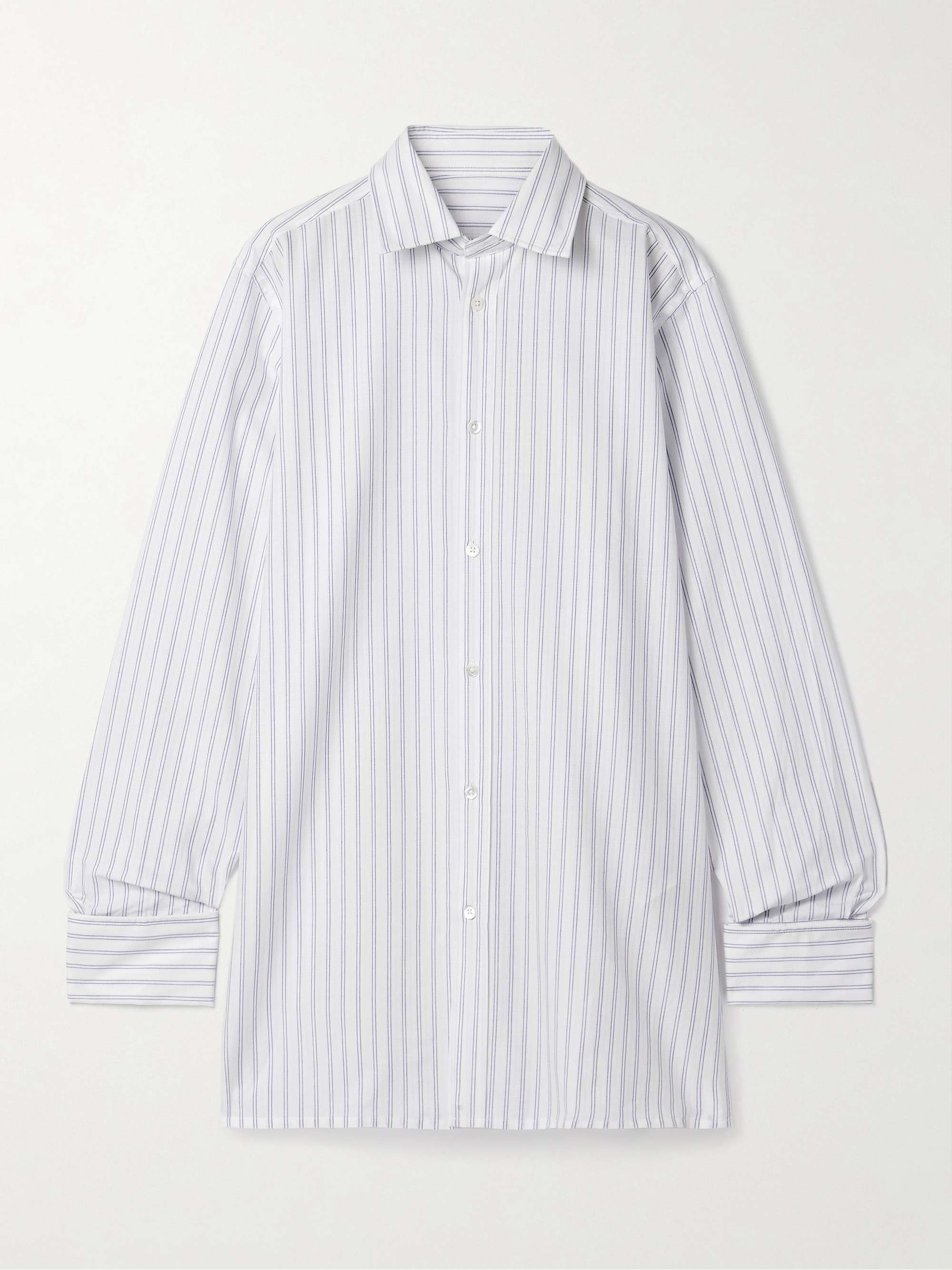 Oversized striped cotton shirt view