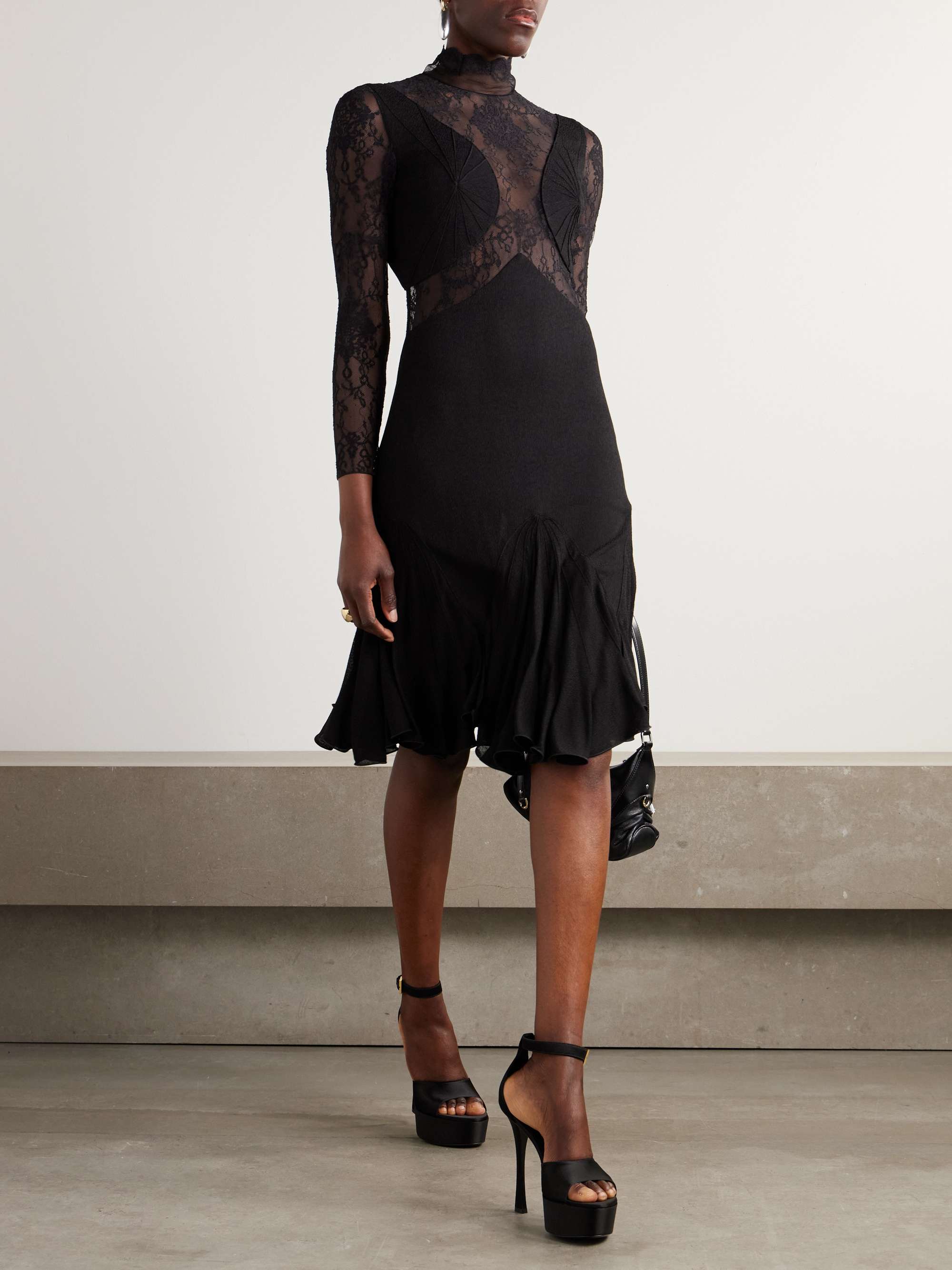 Lace and knitted midi dress view