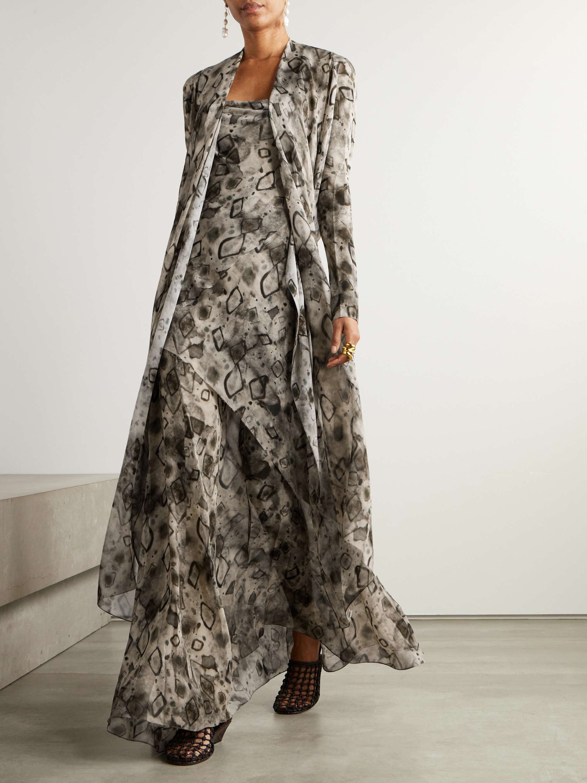 Meena printed silk-georgette wrap jacket view