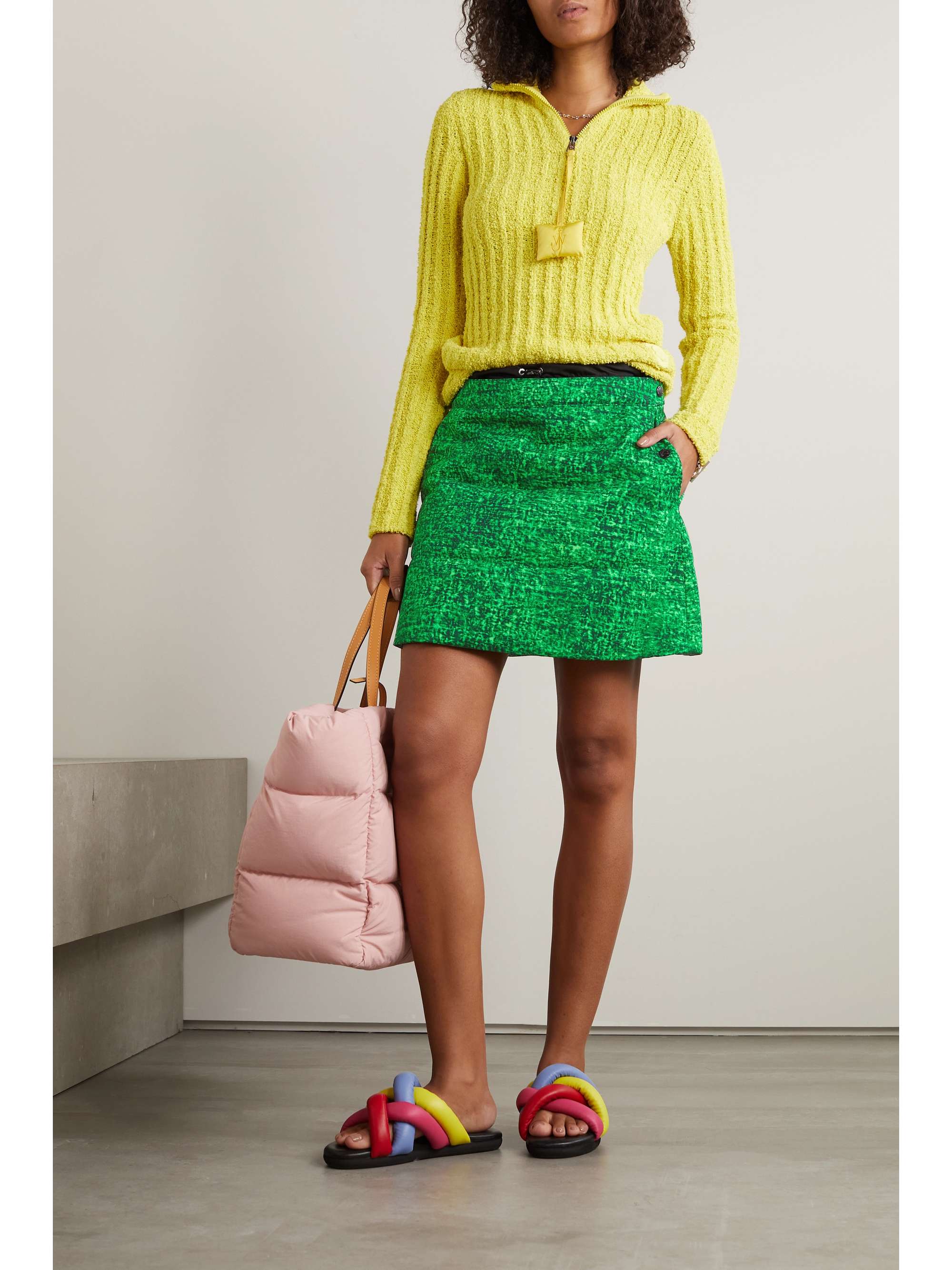 + JW Anderson quilted printed cotton-twill down mini skirt view
