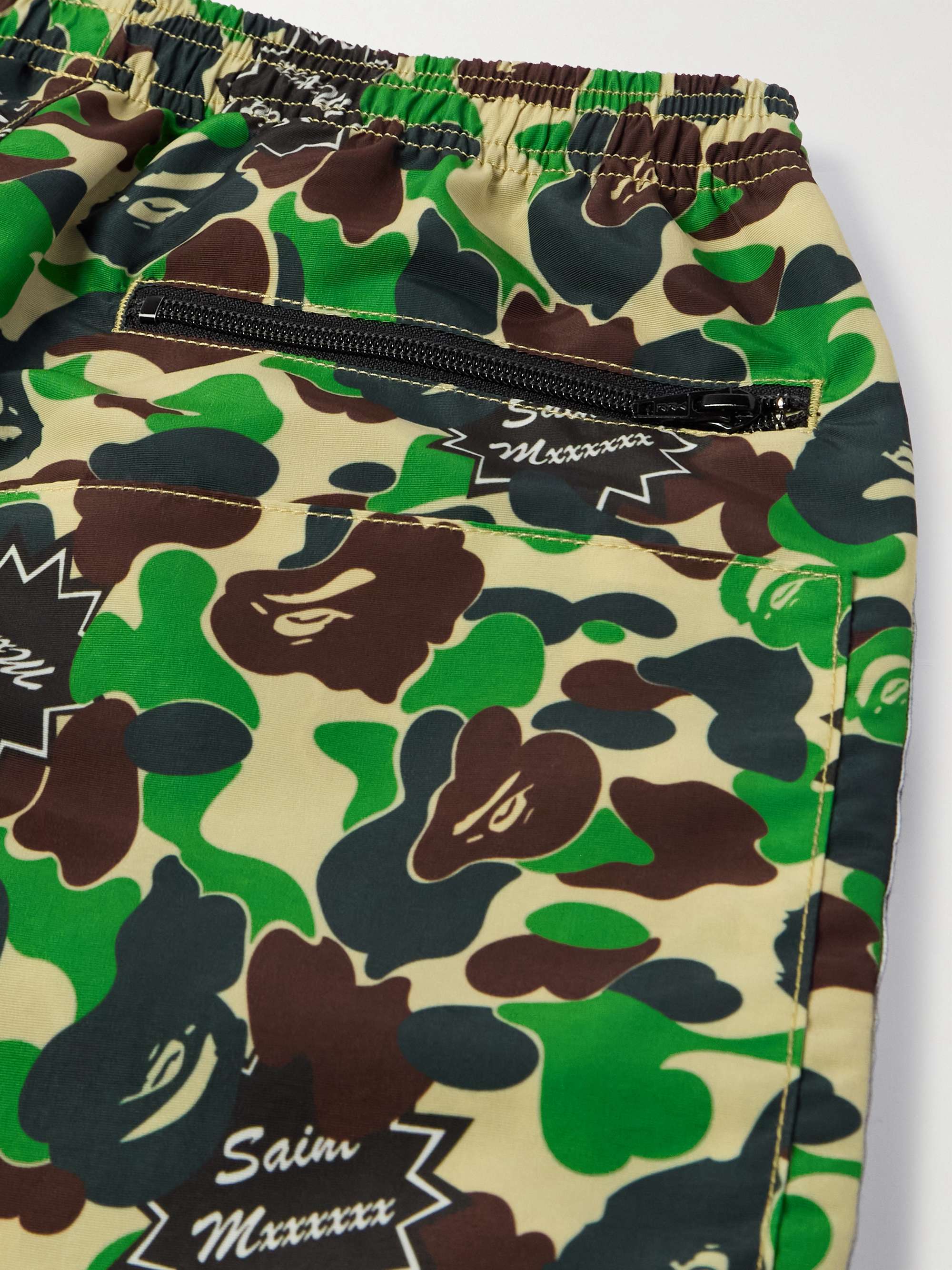 + BAPE® Straight-Leg Webbing-Trimmed Camouflage-Print Shell Trousers view