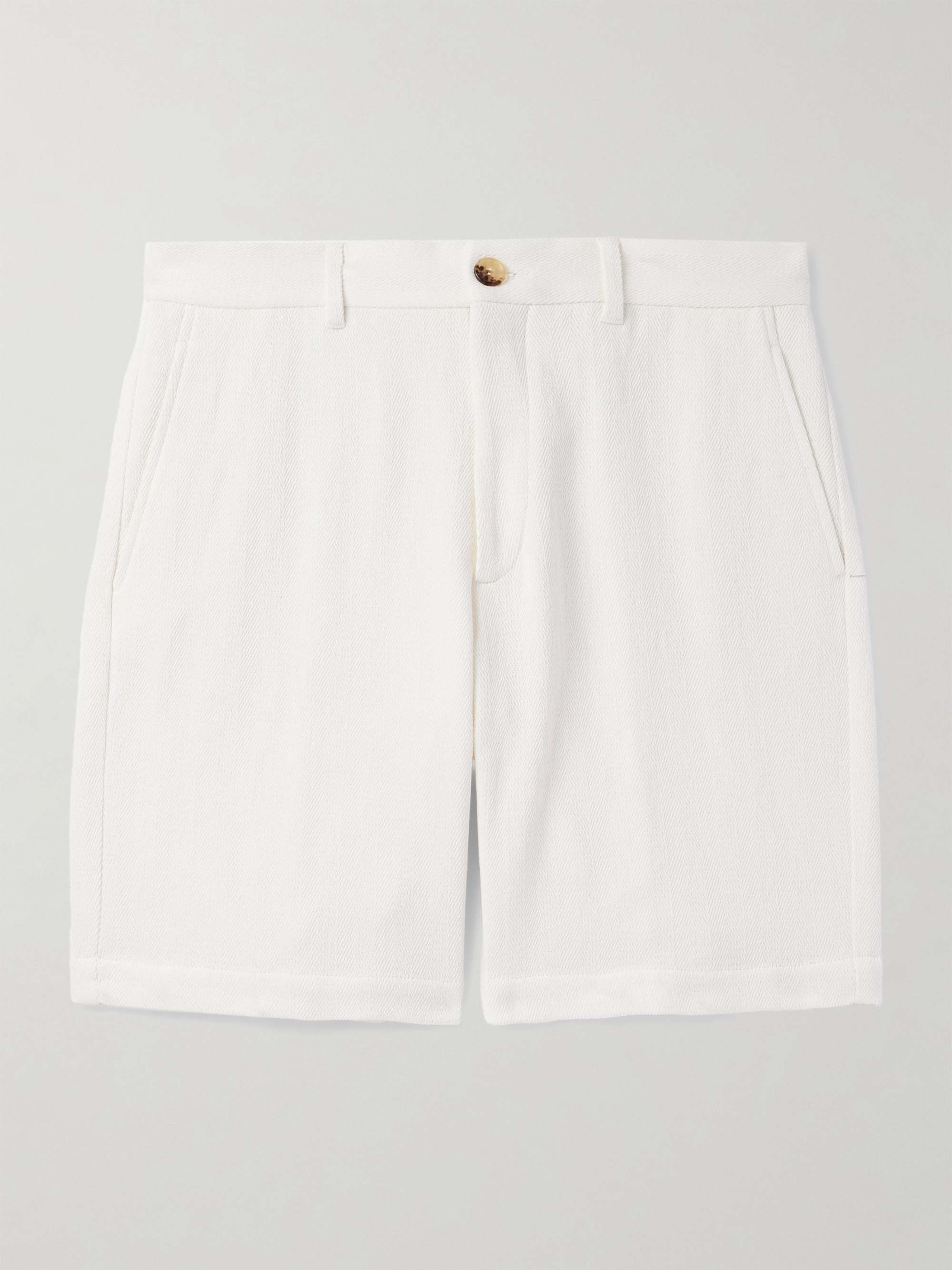 Straight-Leg Herringbone Cotton and Linen-Blend Bermuda Shorts view
