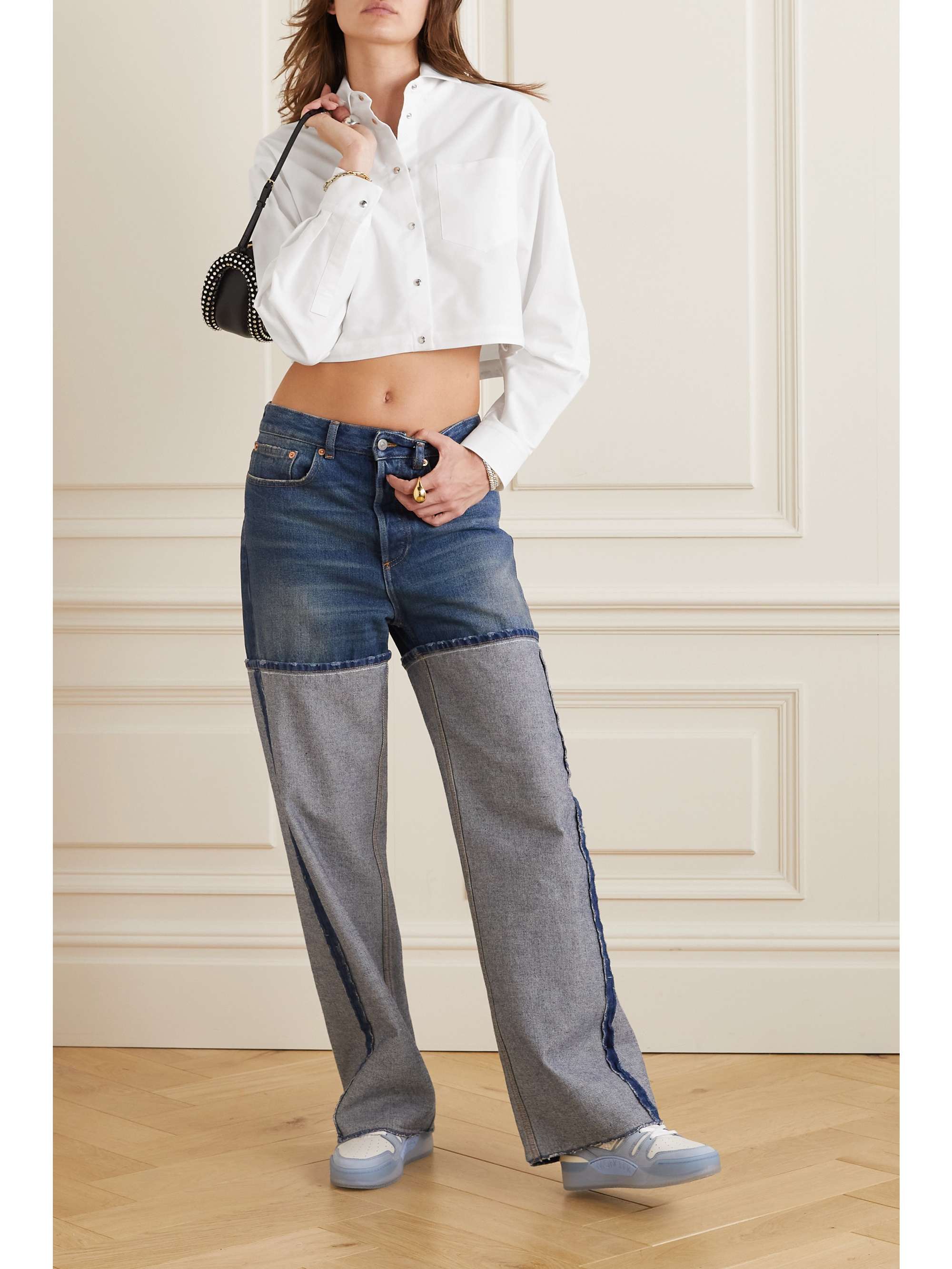 Cropped cotton-poplin shirt view