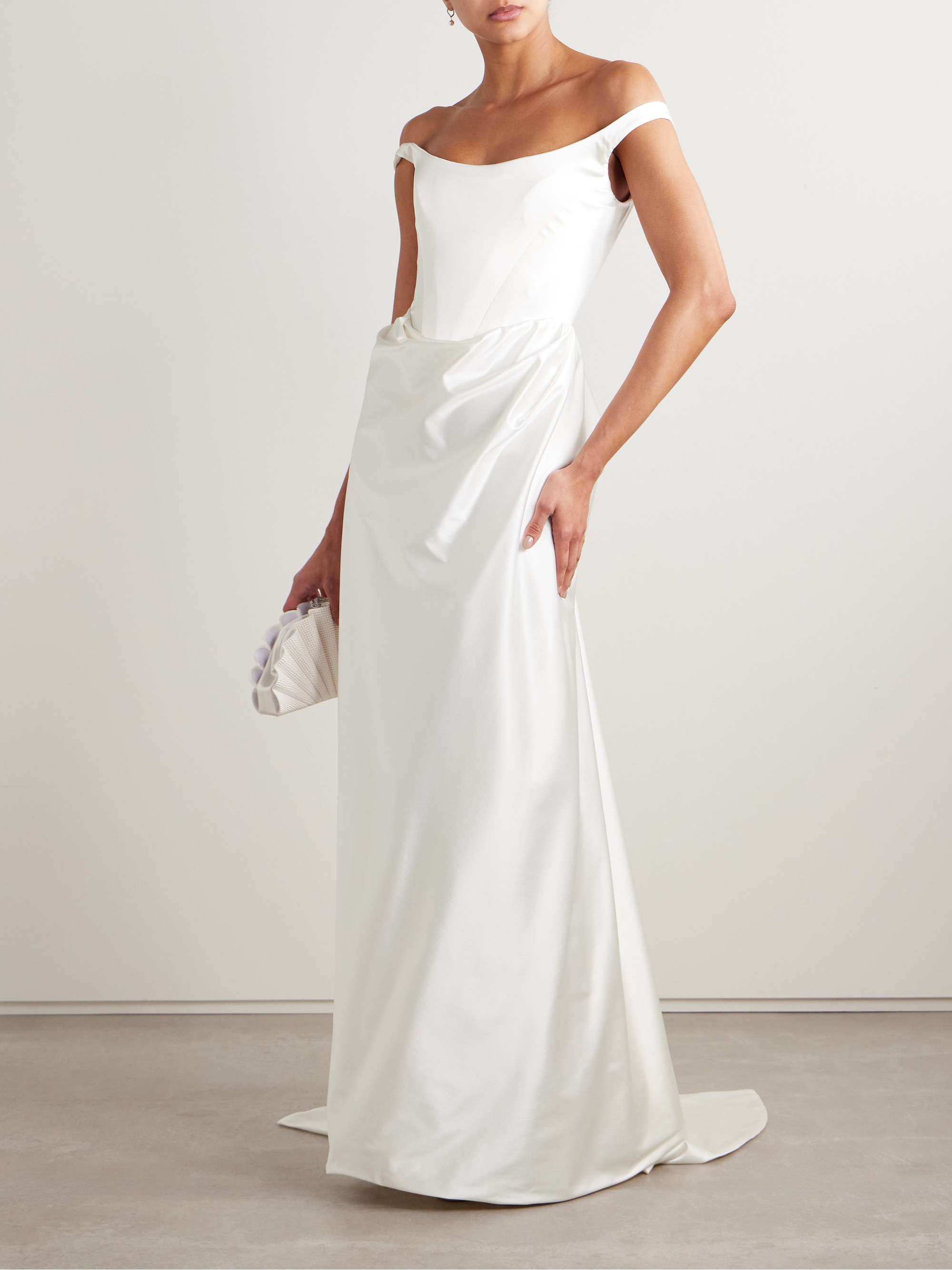 Nova Camille draped satin gown view