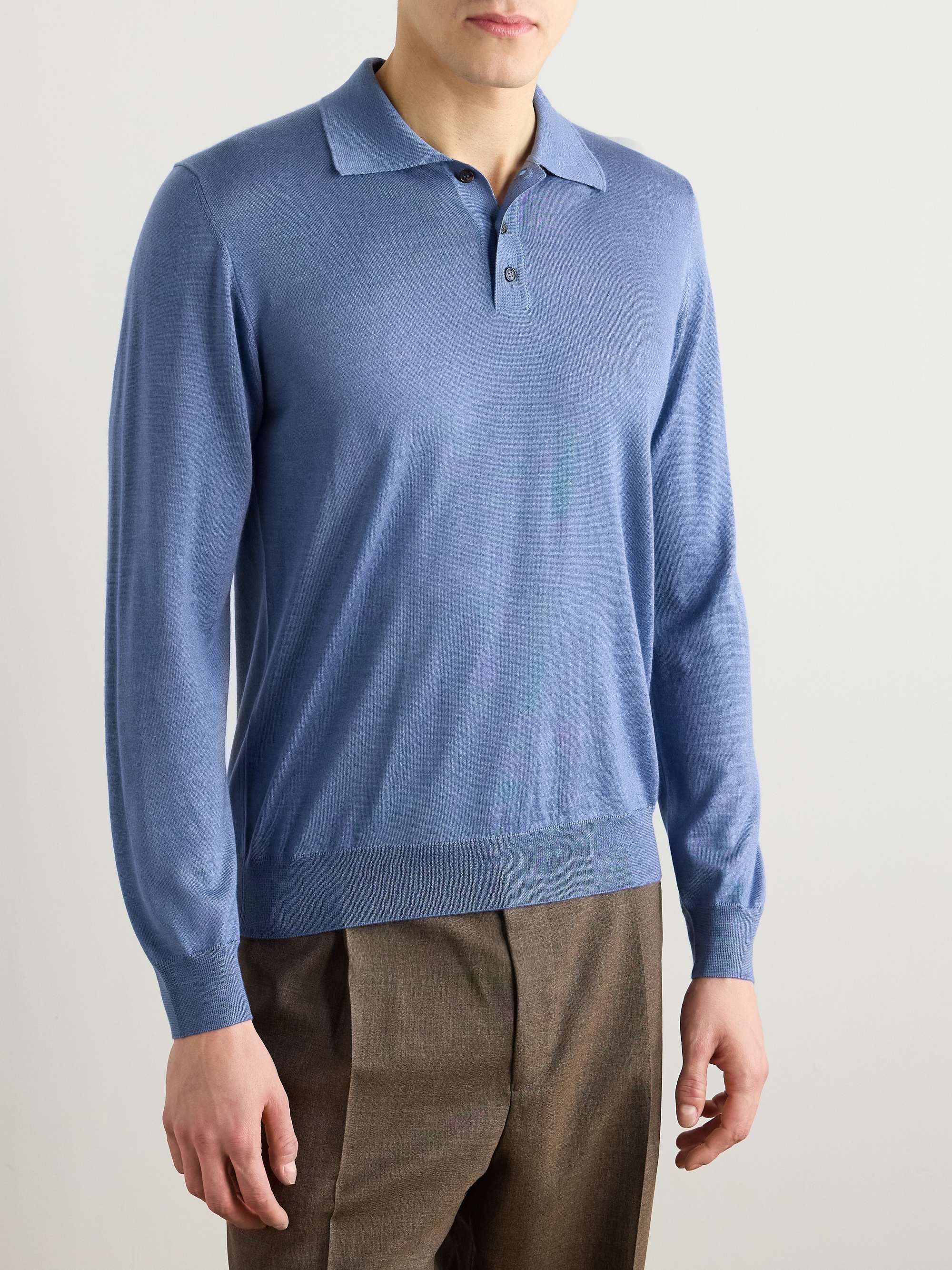 Zanone Cashmere and Silk-Blend Polo Shirt view