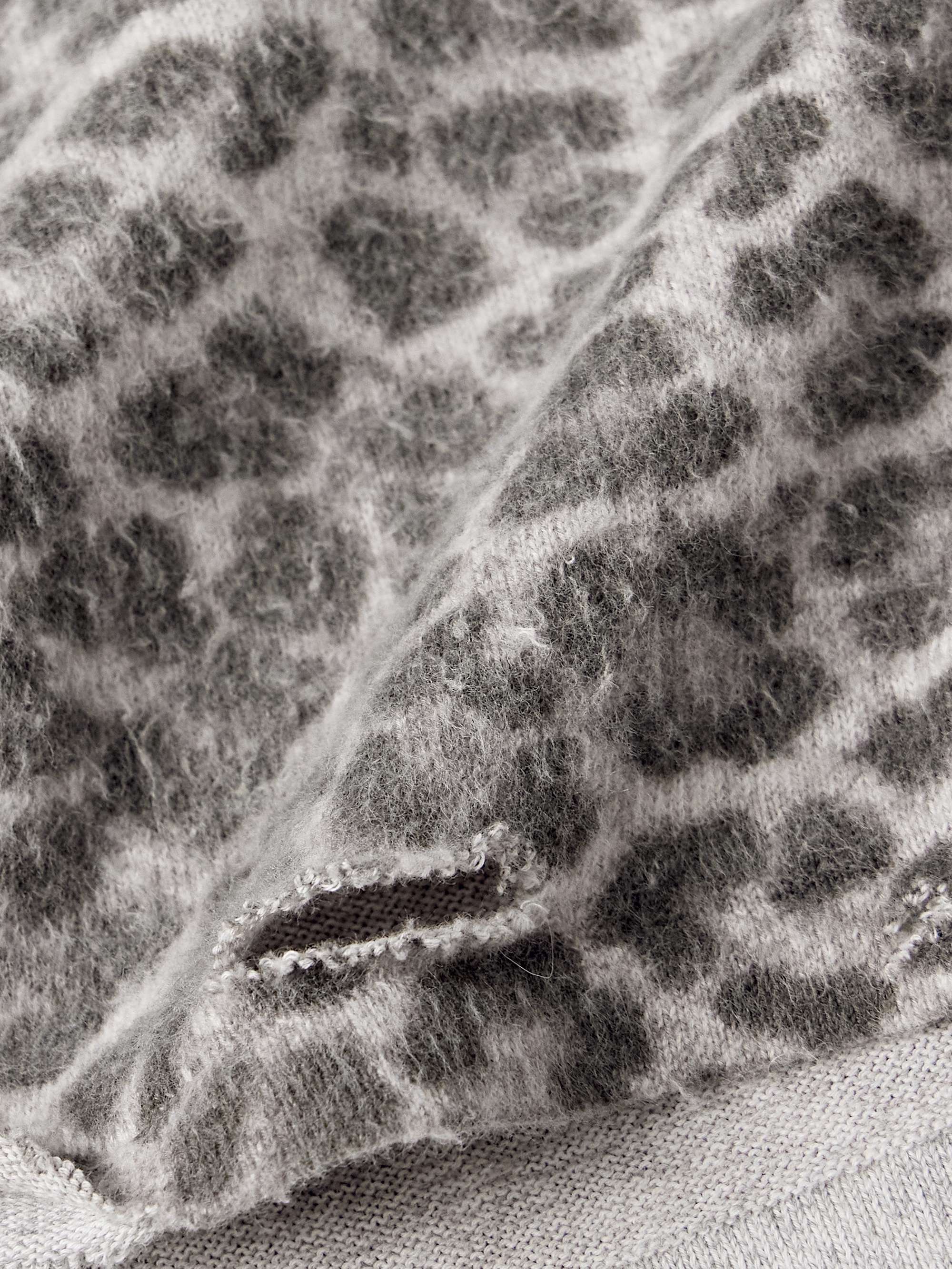 Cropped Distressed Leopard-Print Brushed-Cotton Sweater view