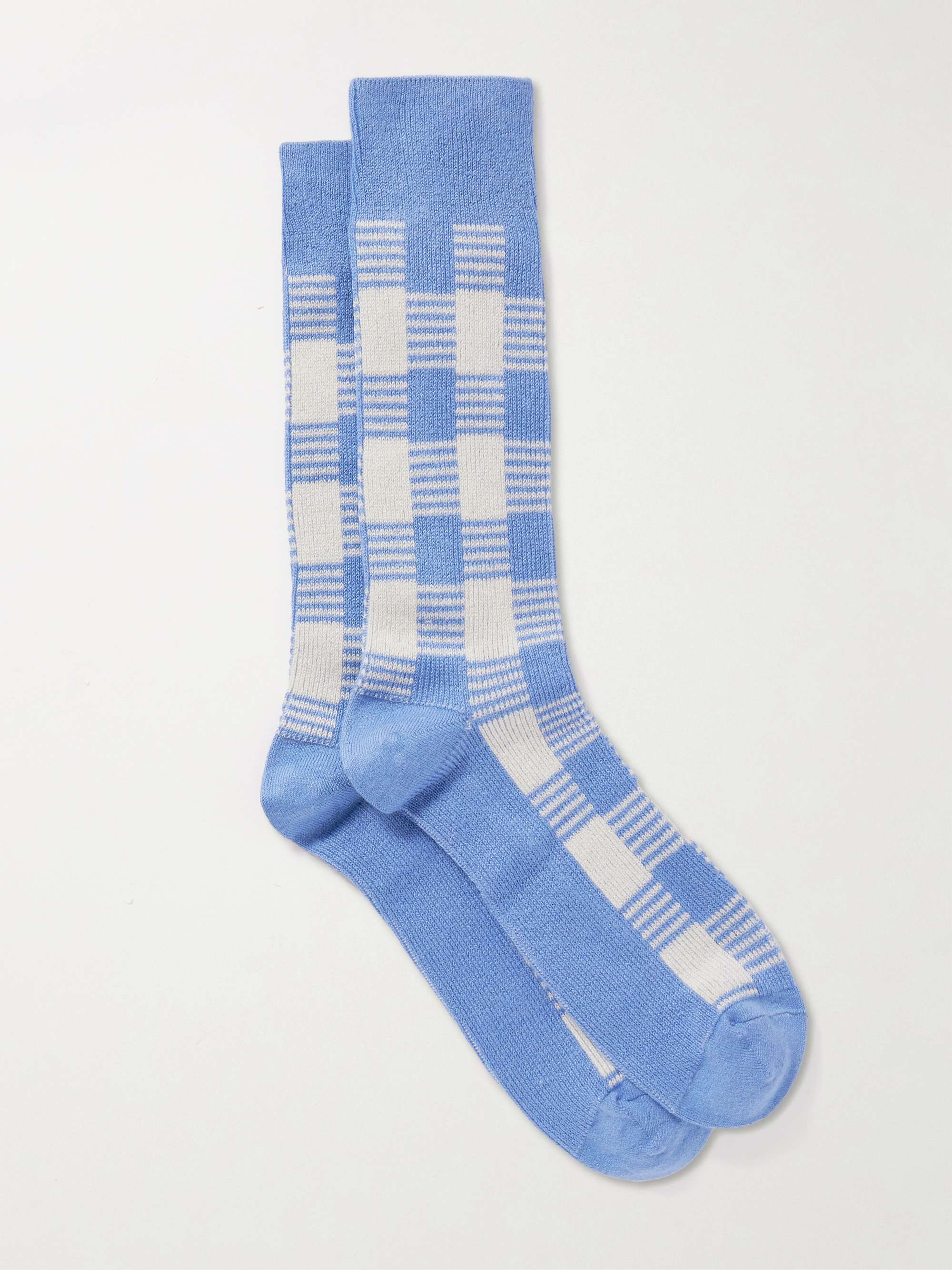 Gingham silk and linen-blend socks view