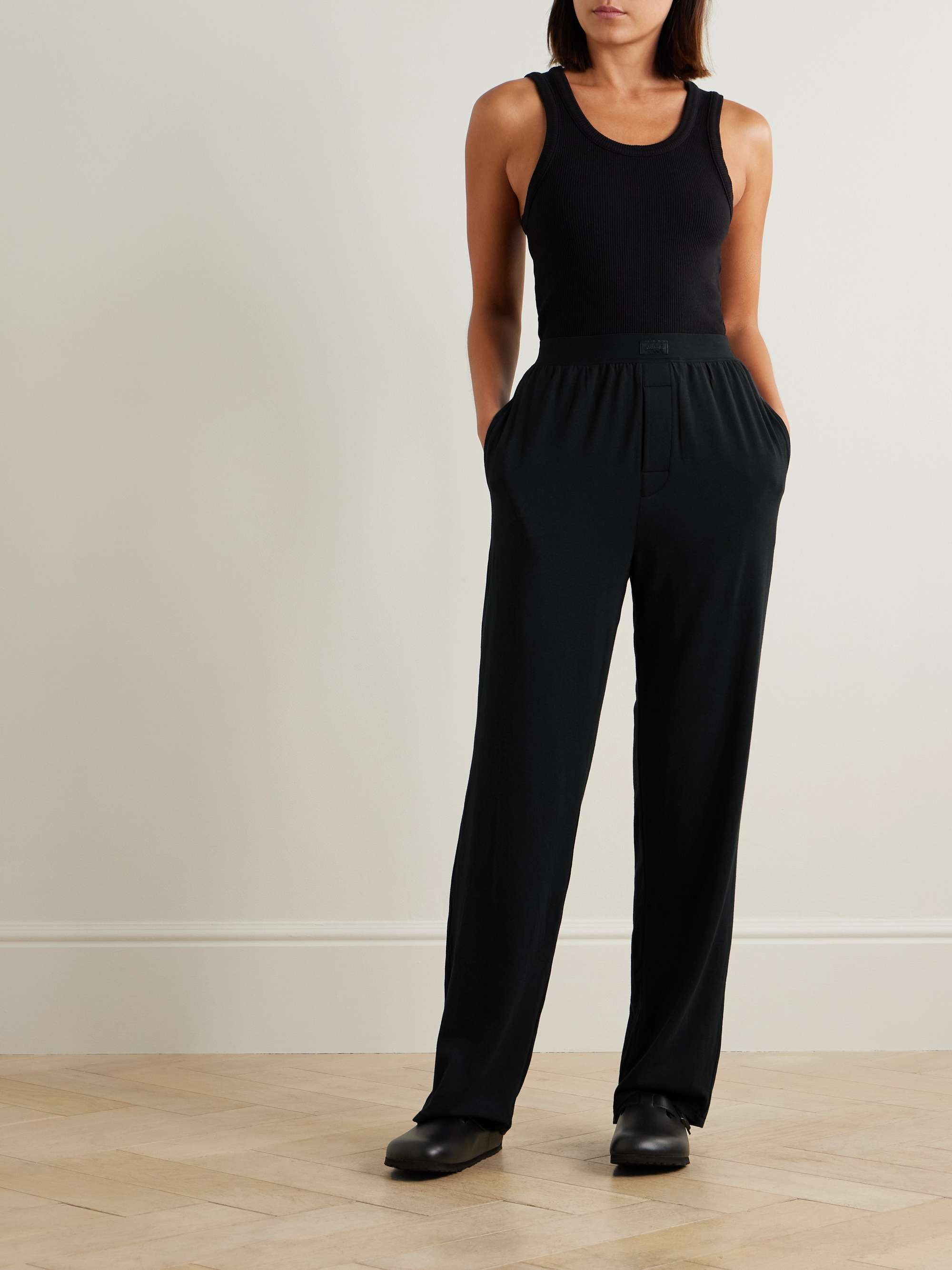 Boyfriend stretch-modal and cotton-blend jersey track pants view