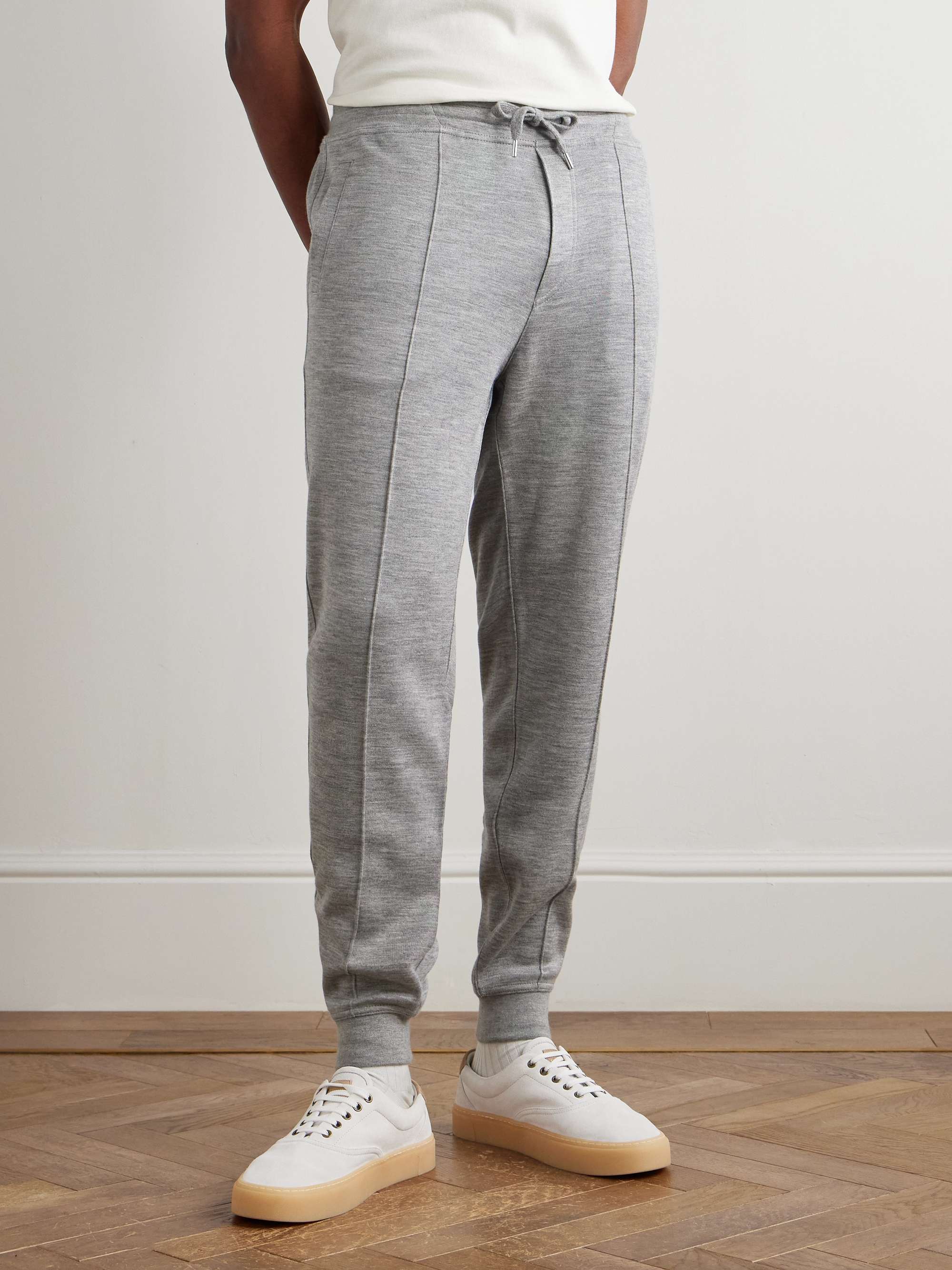 Tapered Pleated Cashmere-Blend Jersey Sweatpants view