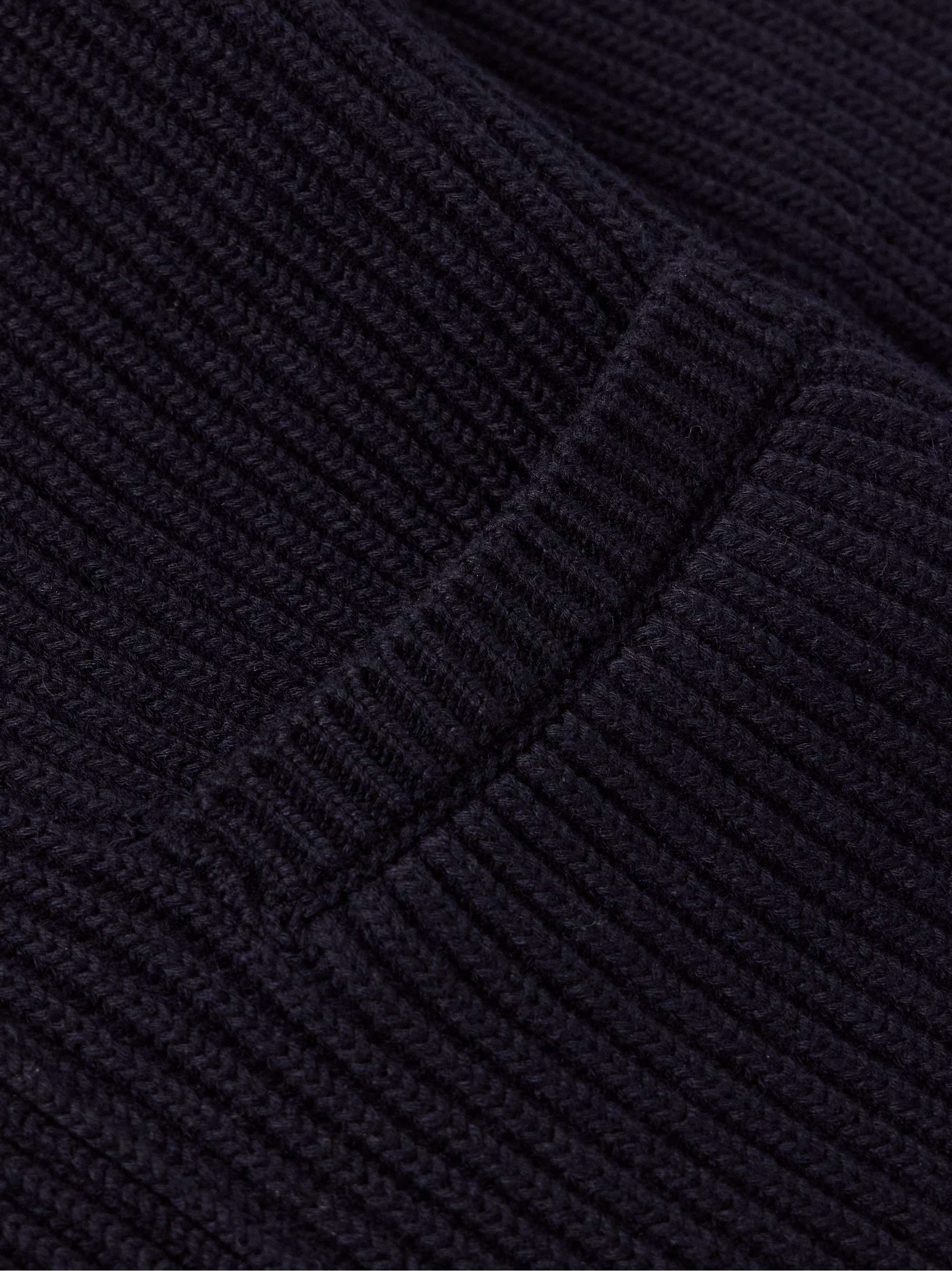 Shawl-Collar Ribbed Cotton and Cashmere-Blend Cardigan view
