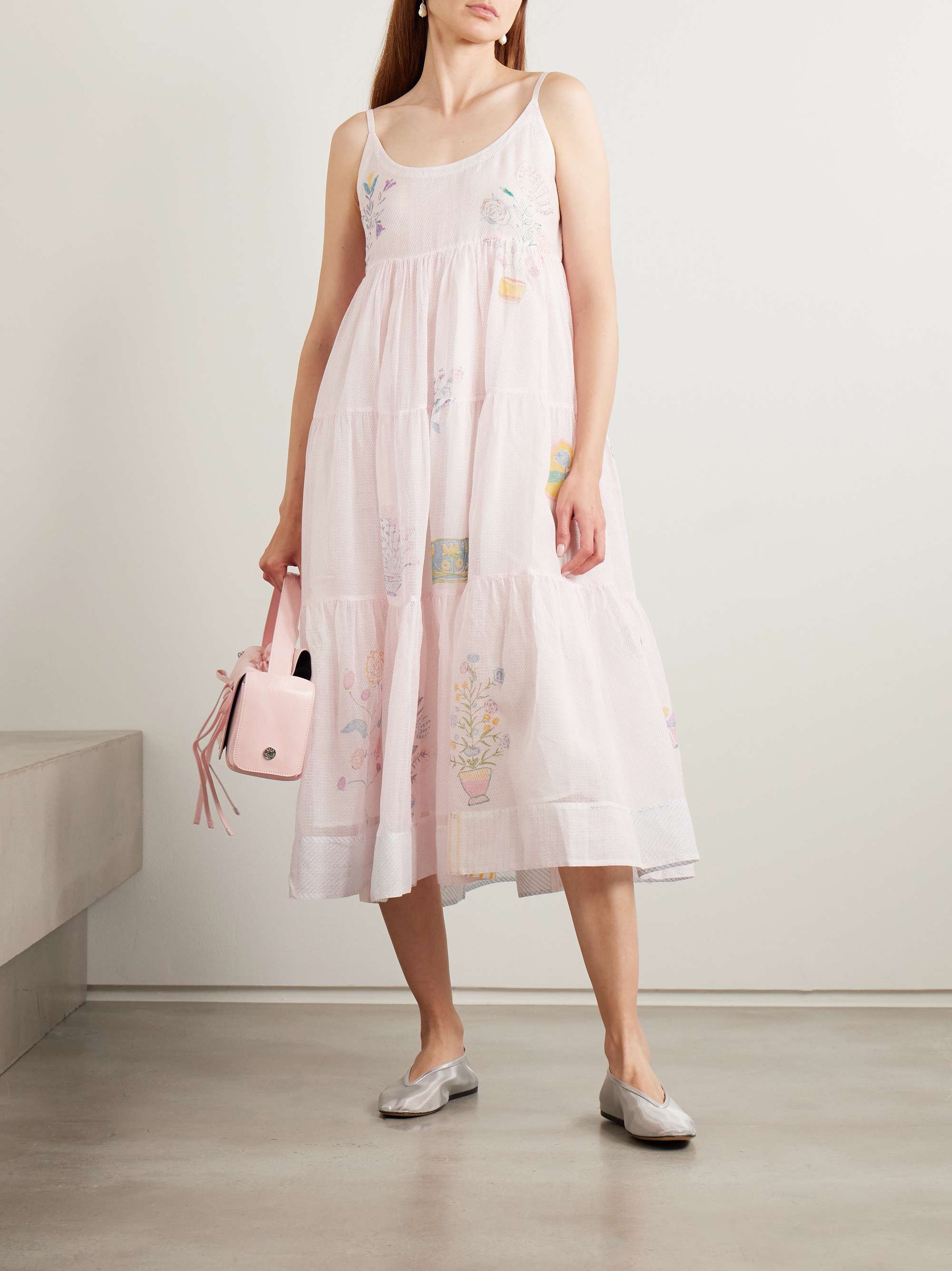 Ikumi tiered printed cotton Kota Doriya midi dress view