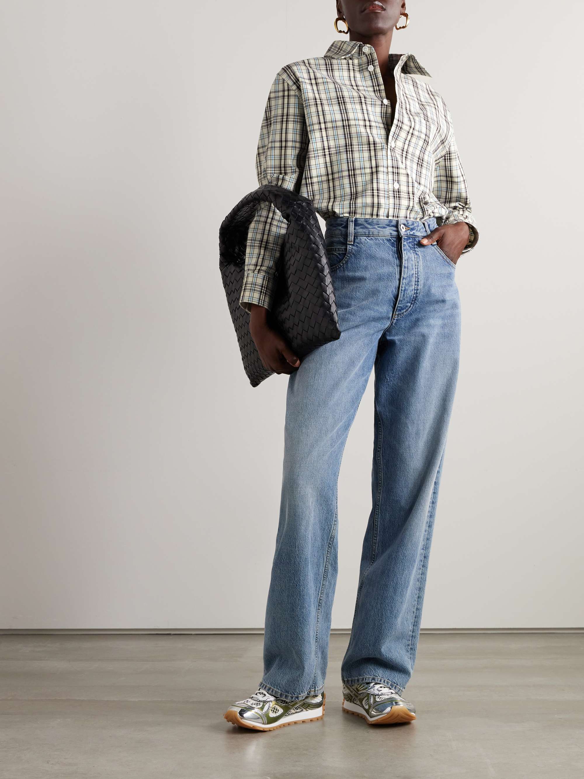 Oversized checked cotton shirt view