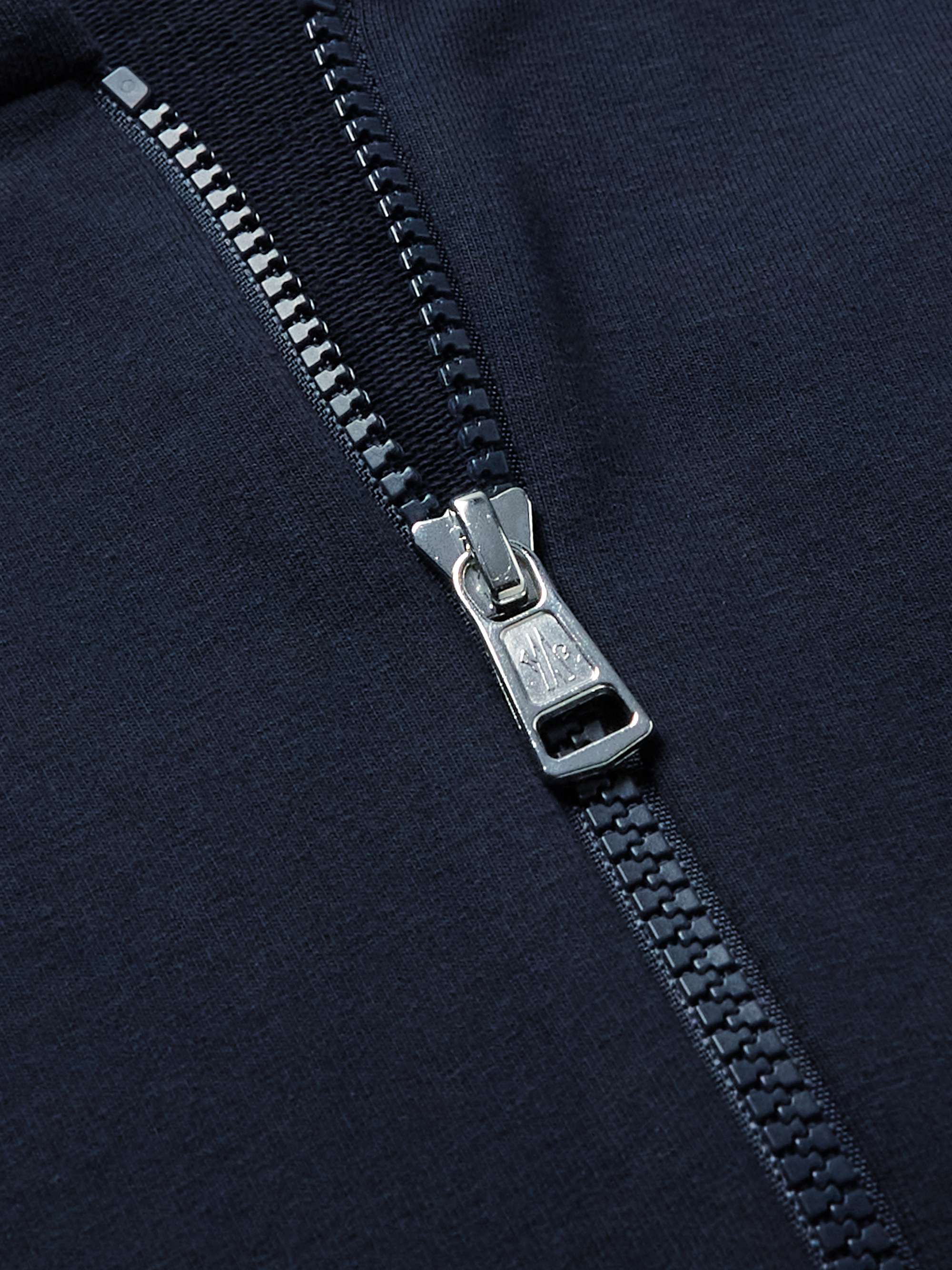 Webbing-Trimmed Stretch-Cotton Jersey Zip-Up Hoodie view