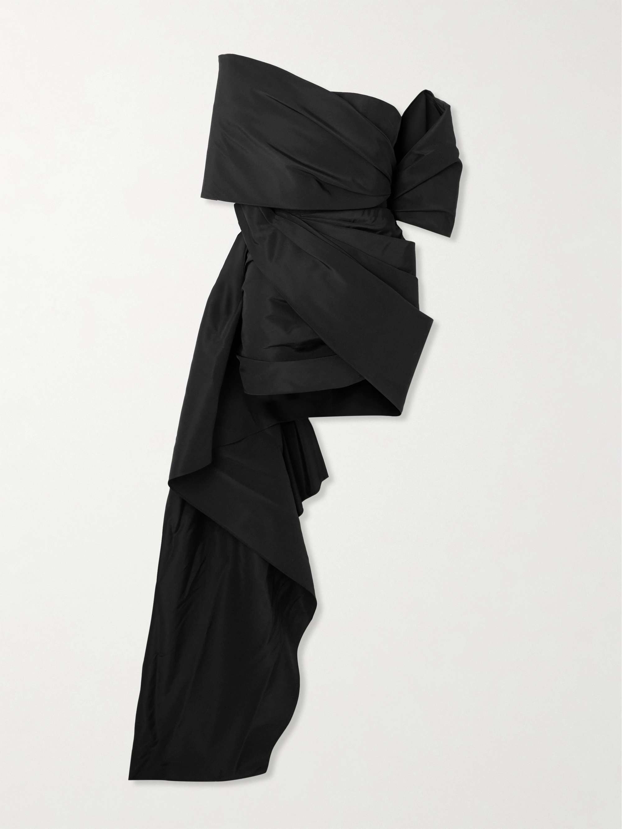 Off-the-shoulder asymmetric draped silk-faille mini dress view