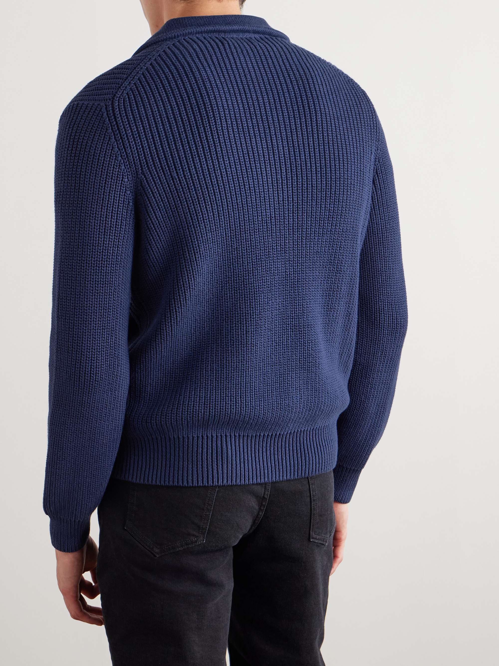 Ribbed Cotton Zip-Up Cardigan view