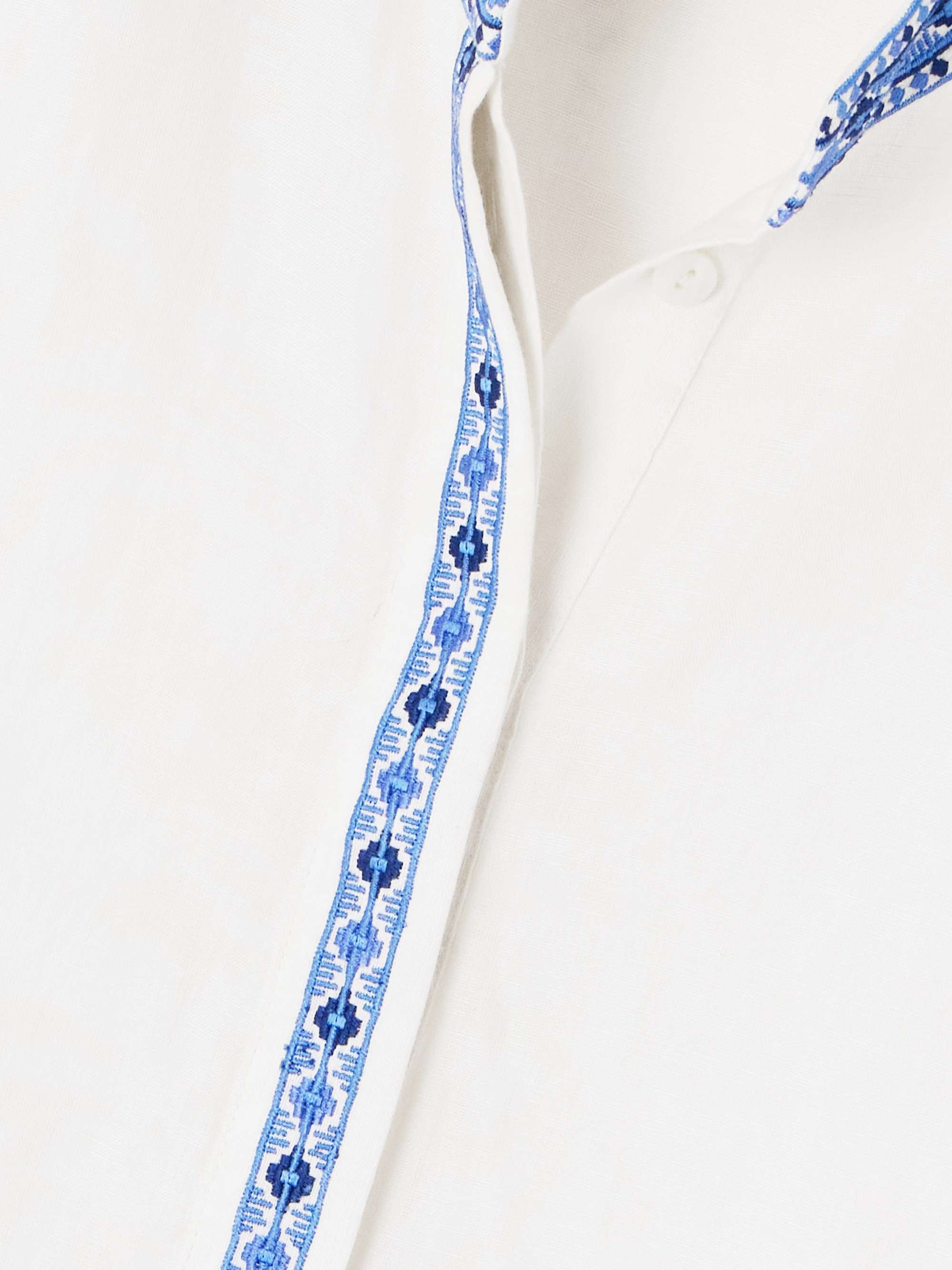 Andorra cropped embroidered linen and cotton-blend top view