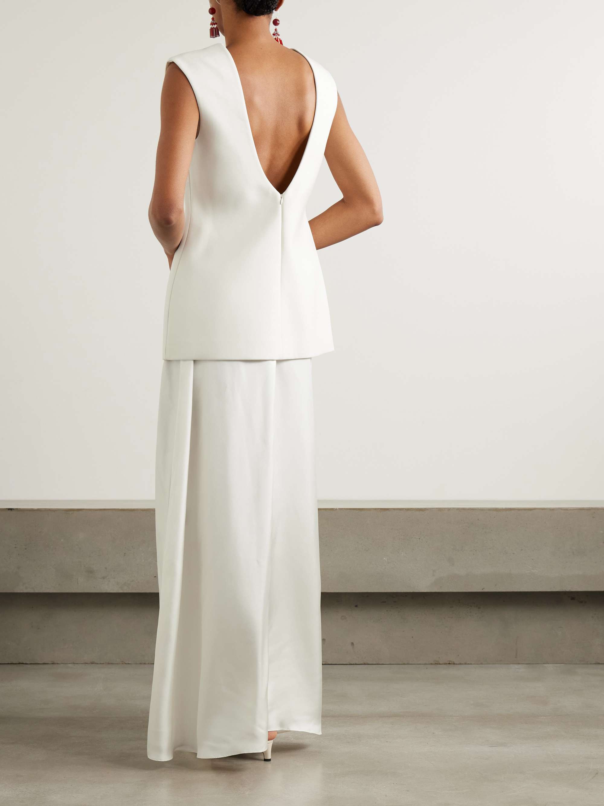 Open-back wool-blend and silk gown view