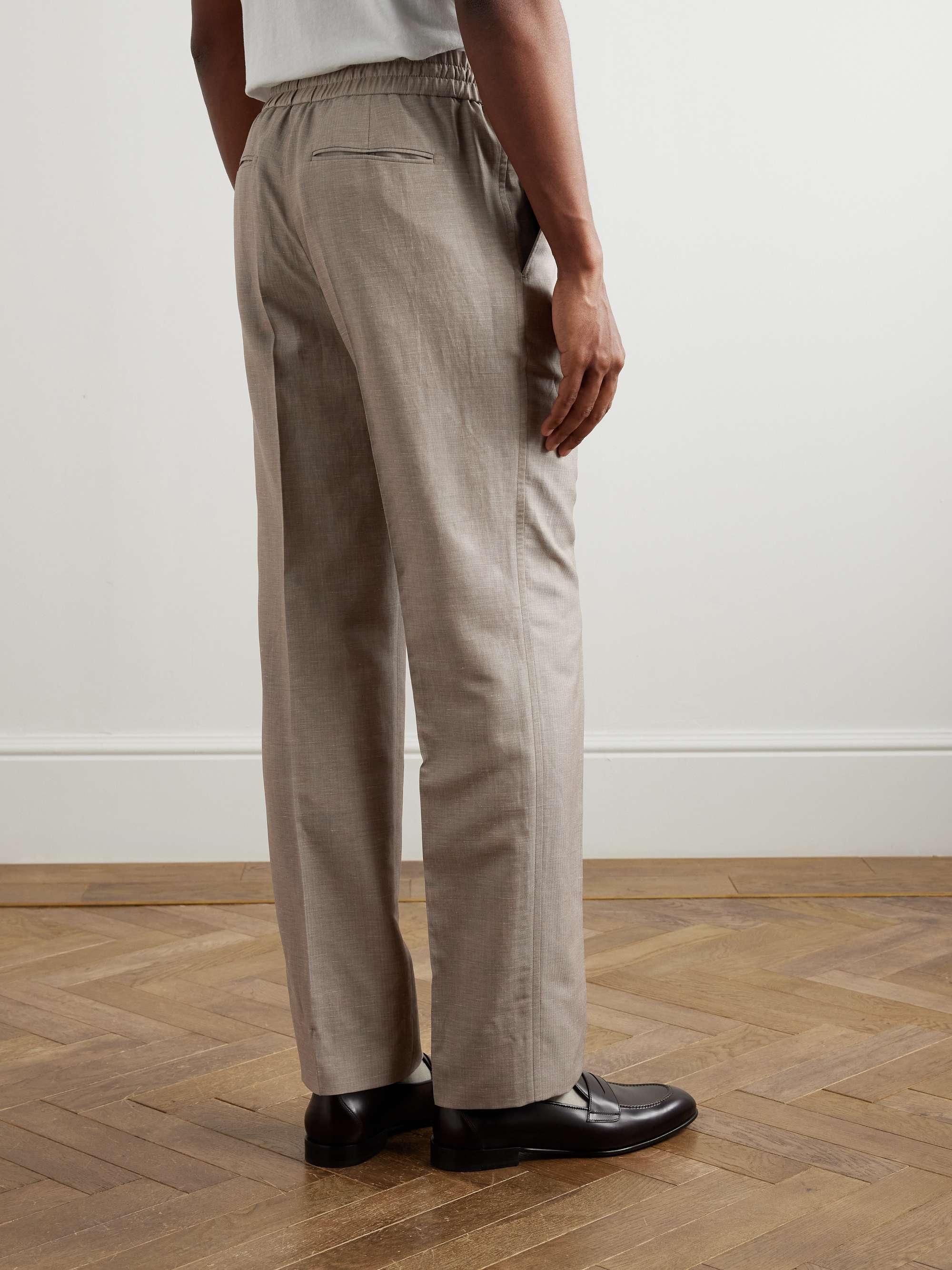 Straight-Leg Wool, Linen and Silk-Blend Suit Trousers view