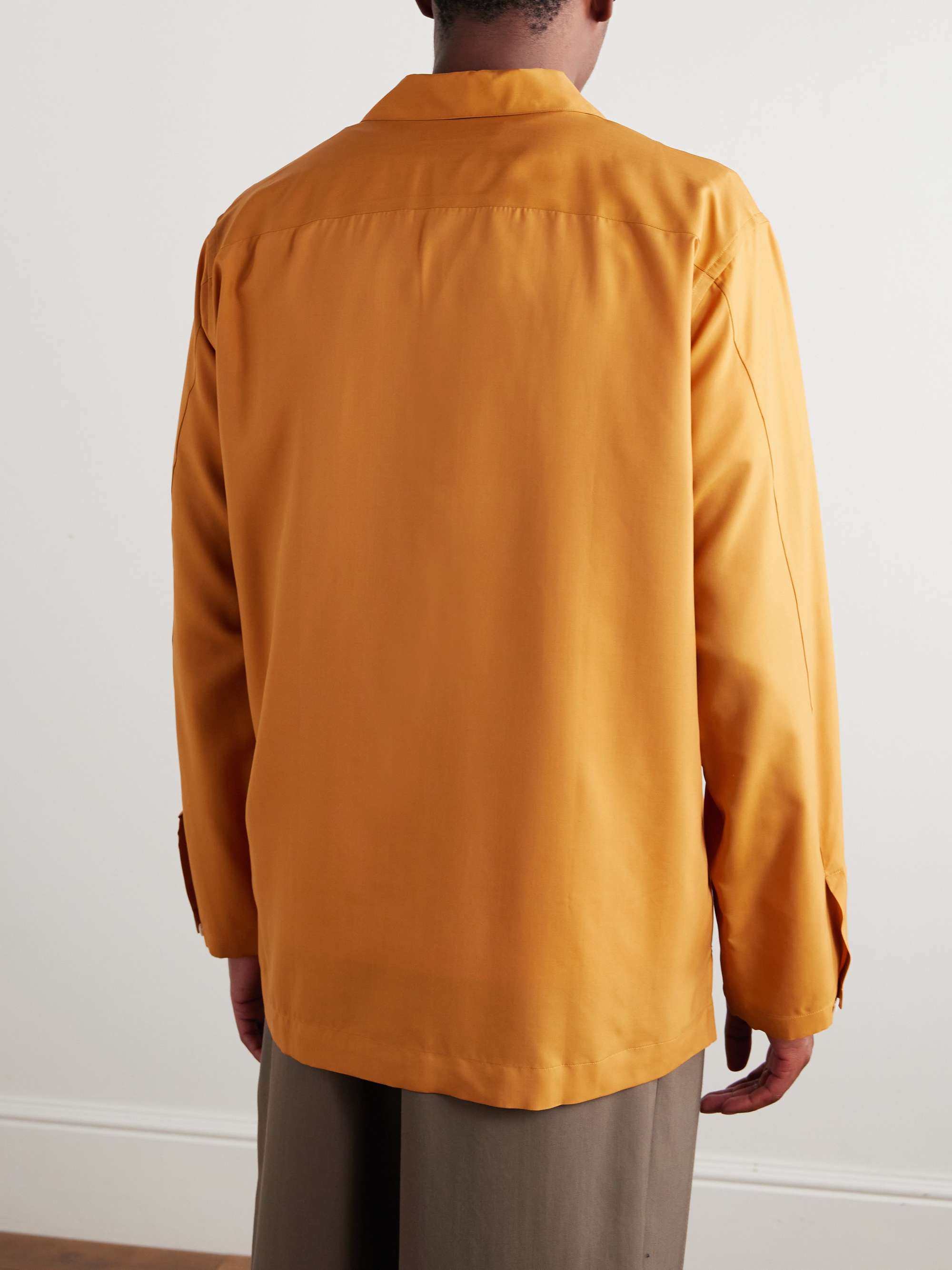 Convertible-Collar Silk-Twill Shirt view
