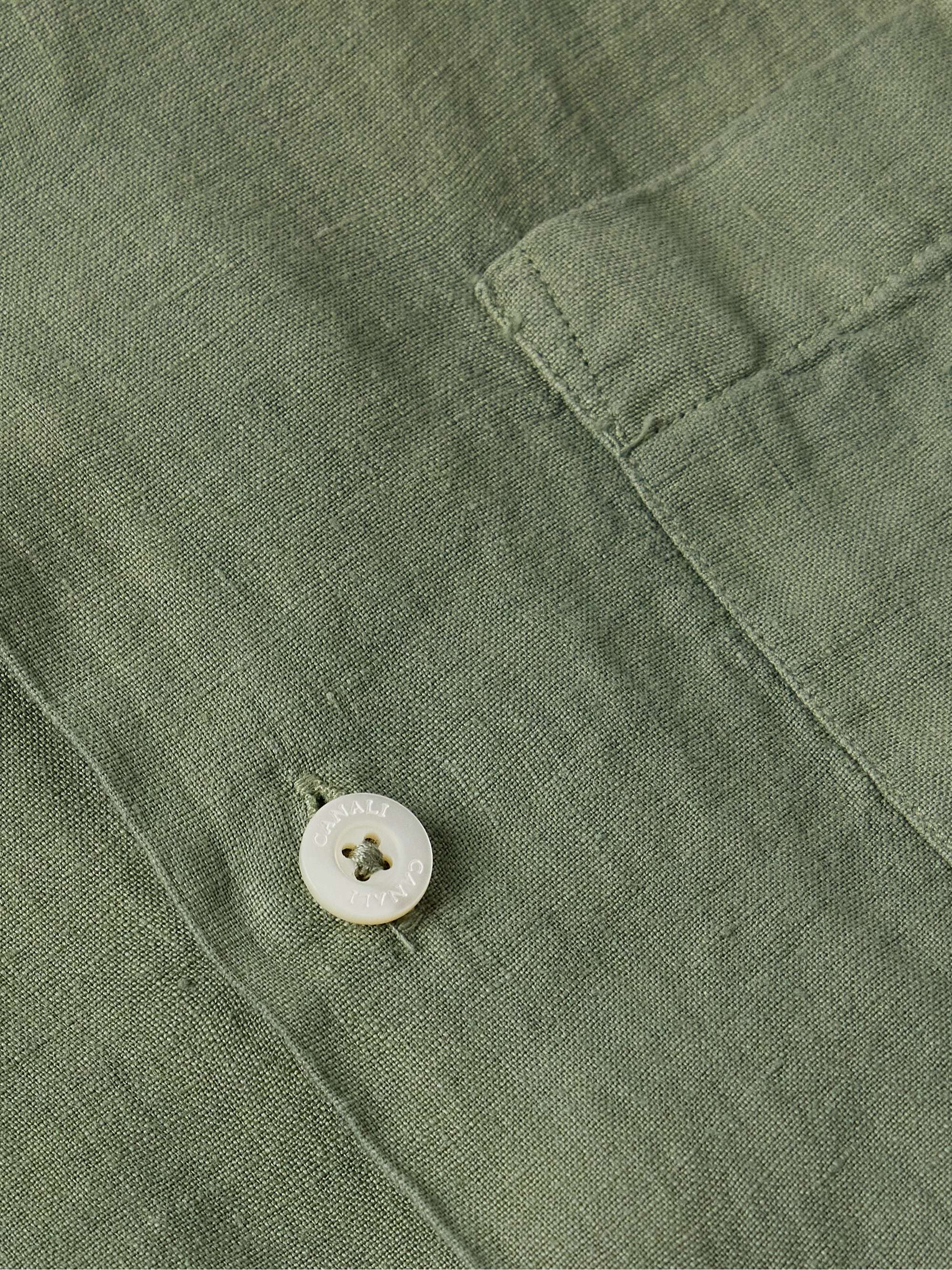 Camp-Collar Garment-Dyed Linen Shirt view