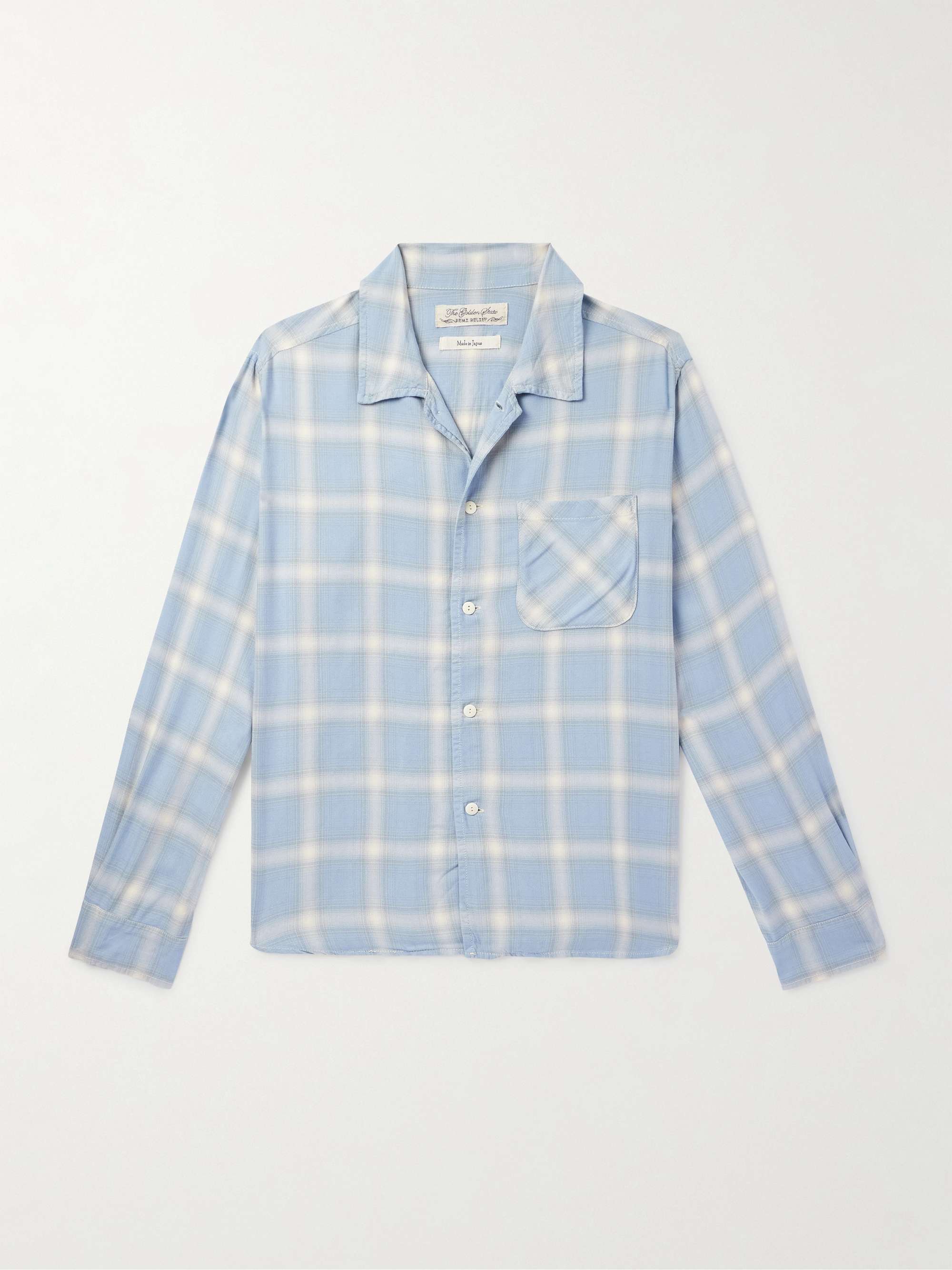 Convertible-Collar Checked Flannel Shirt view