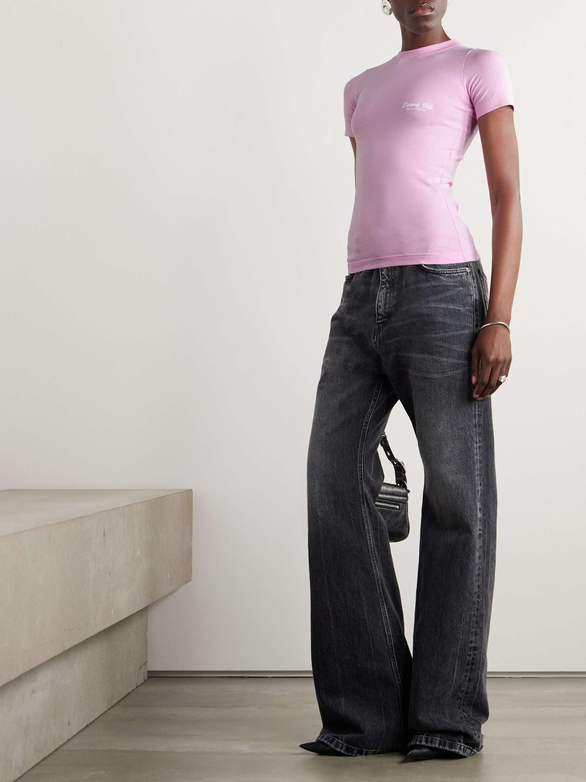 Embroidered stretch-cotton jersey T-shirt view