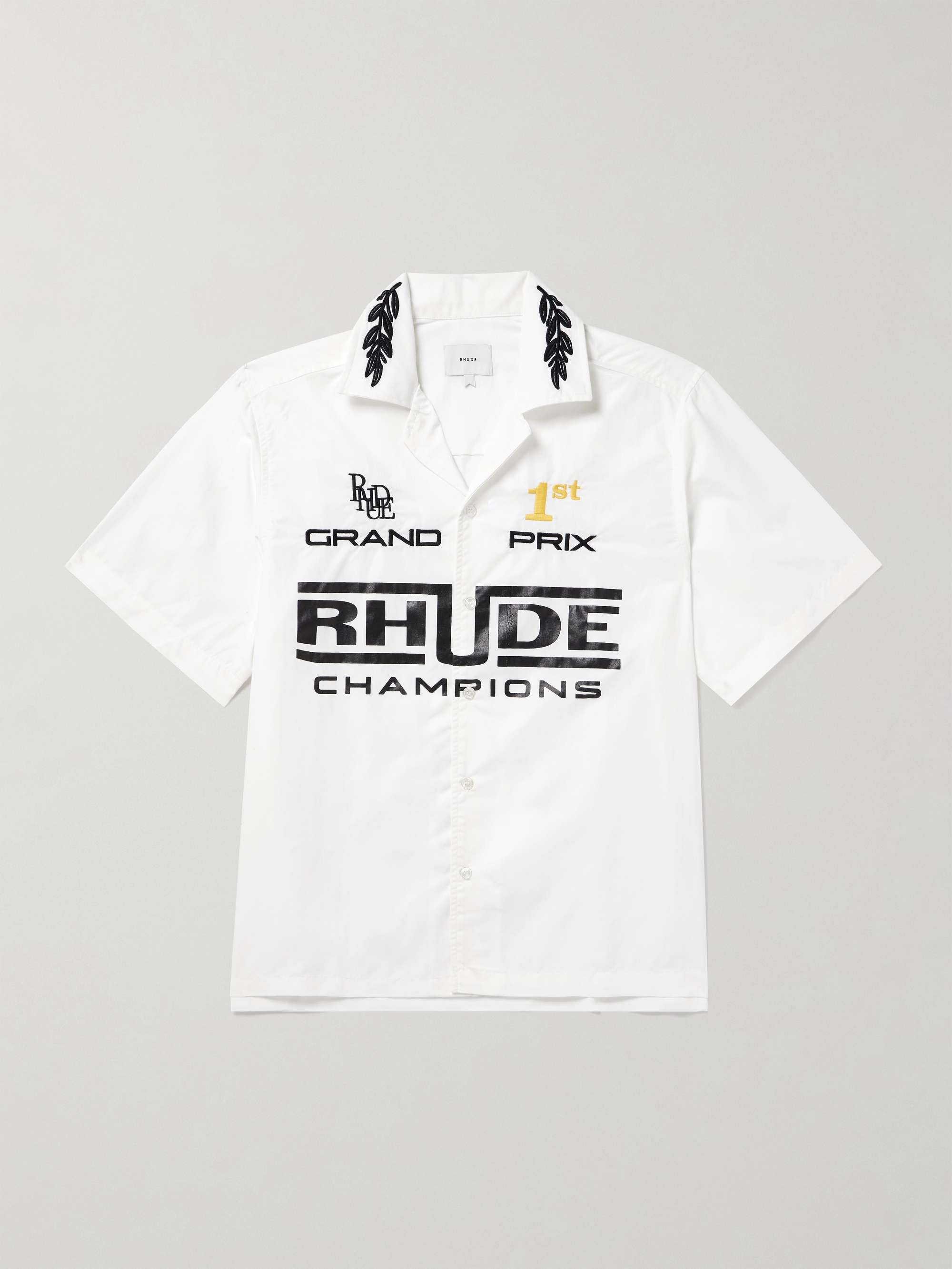 Camp-Collar Logo-Print Embroidered Poplin Shirt view
