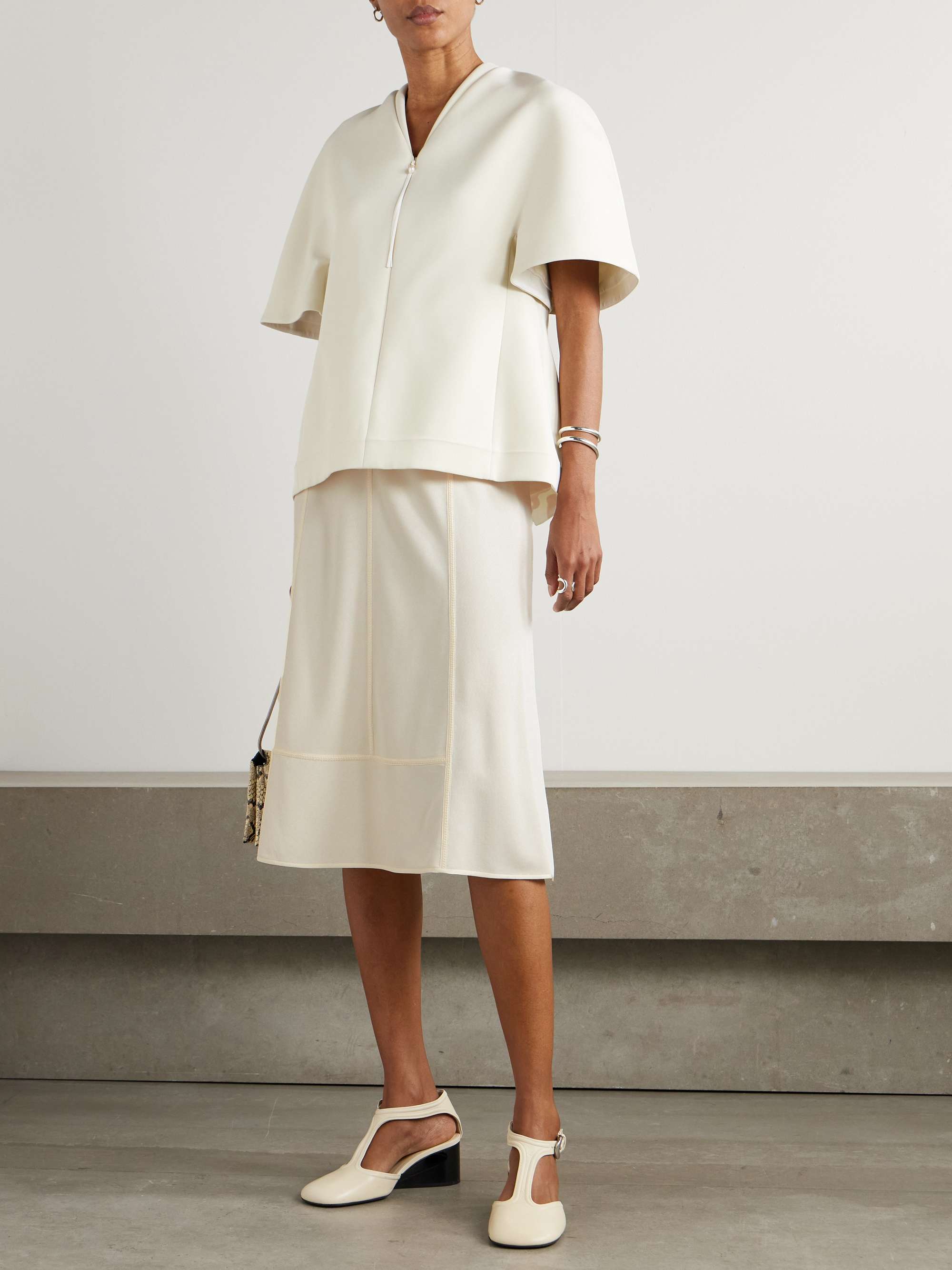 Paneled jersey midi skirt view